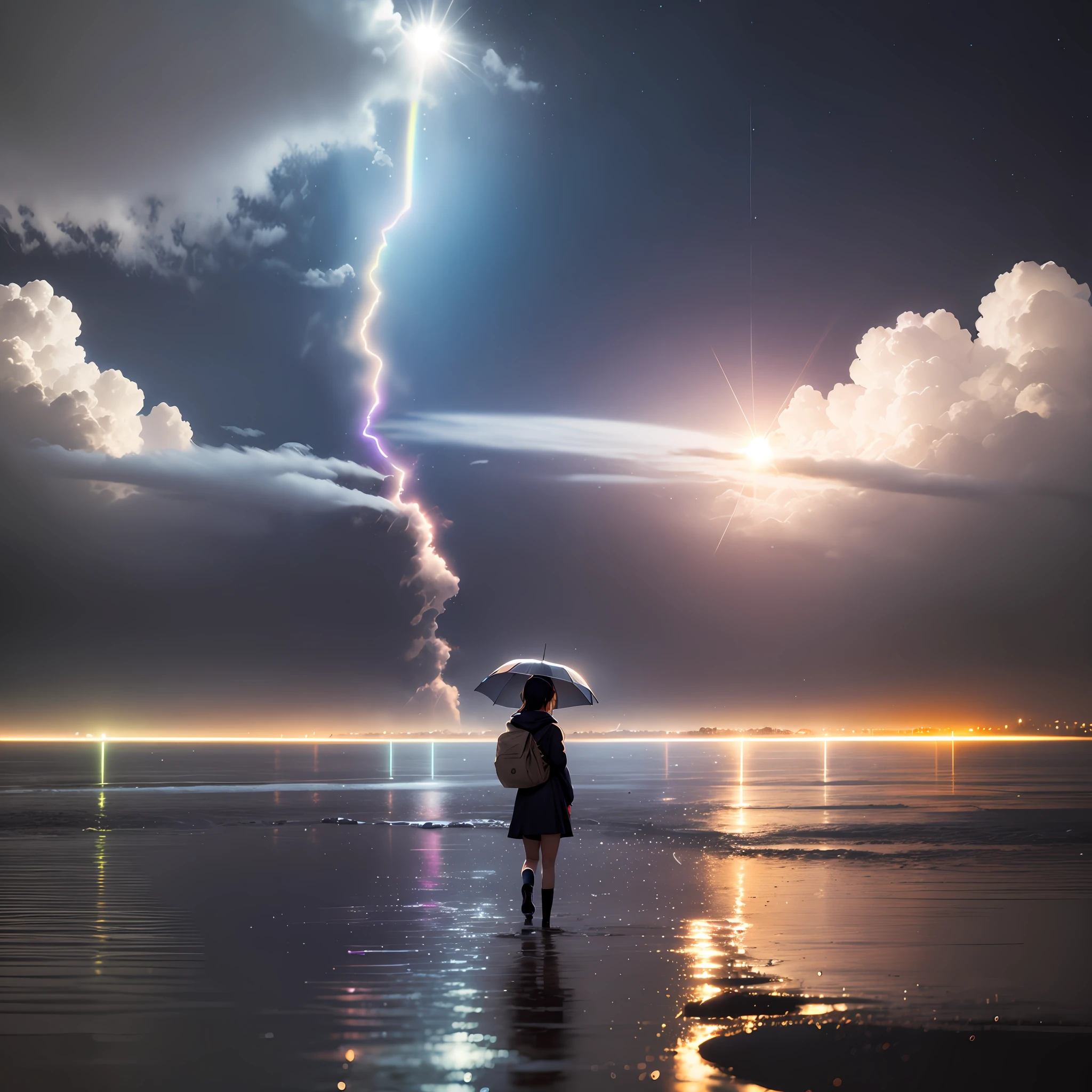 Renko Kawanouchi wind, raindrops, Tyndall effect, rainbow in raindrops --auto