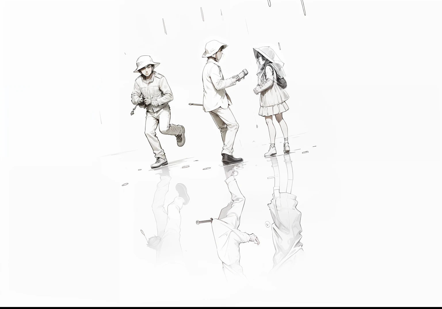 In the rain, boys and girls, fighting --auto