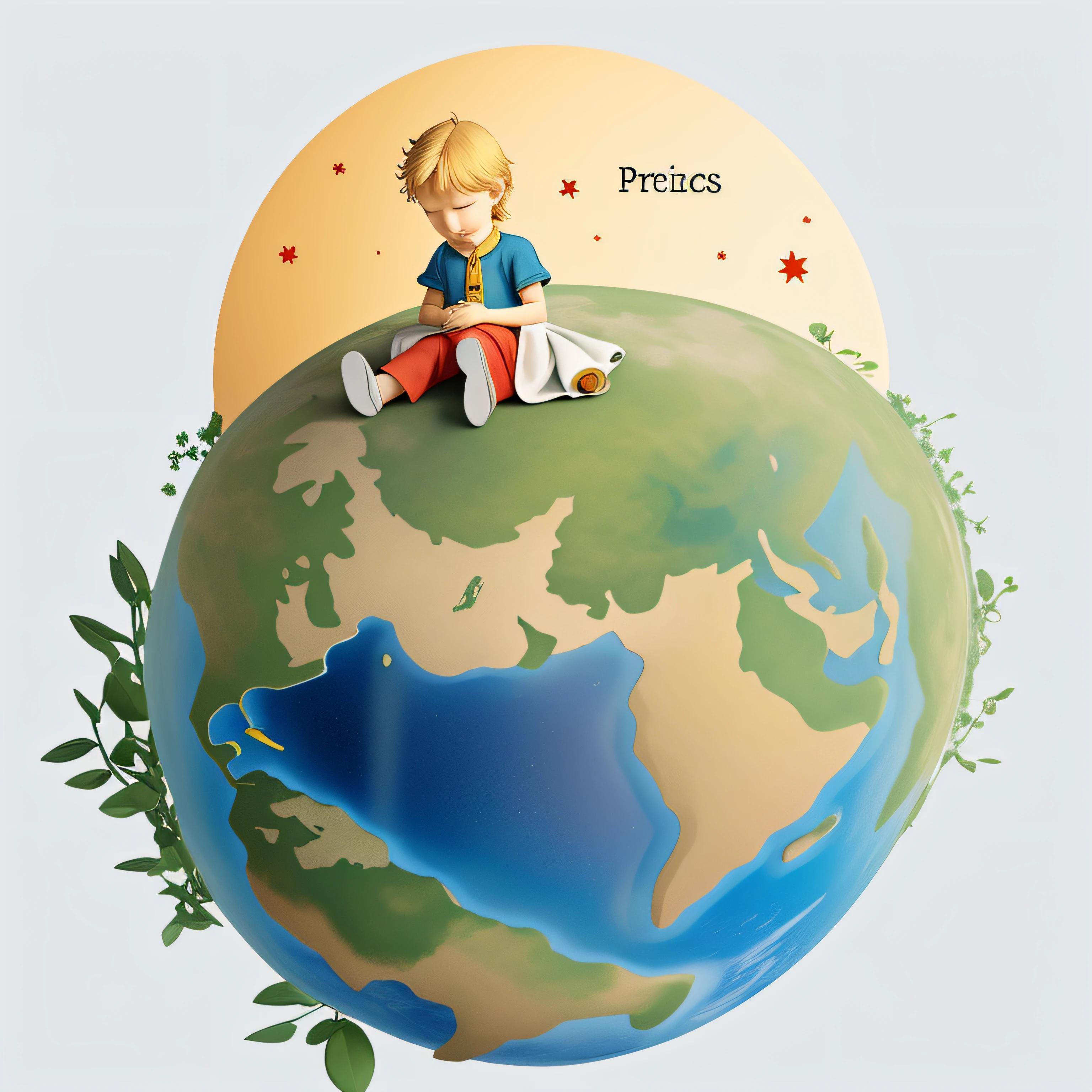 The little prince sleeps with the earth in his arms
