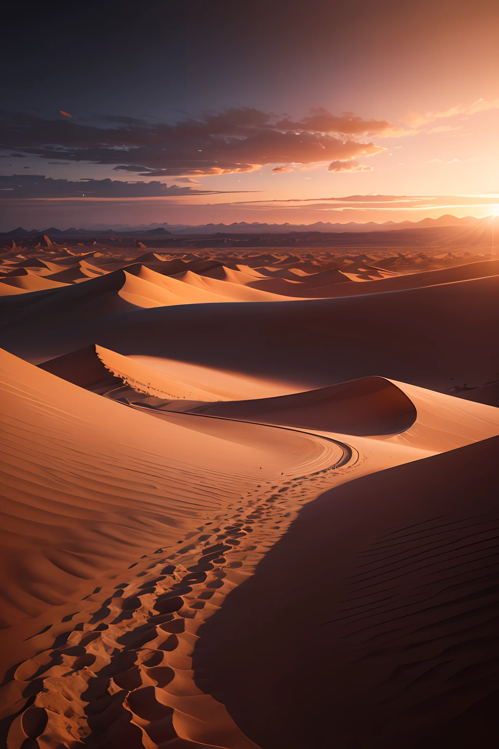 Desert landscape, chaotic lighting, 8k --auto