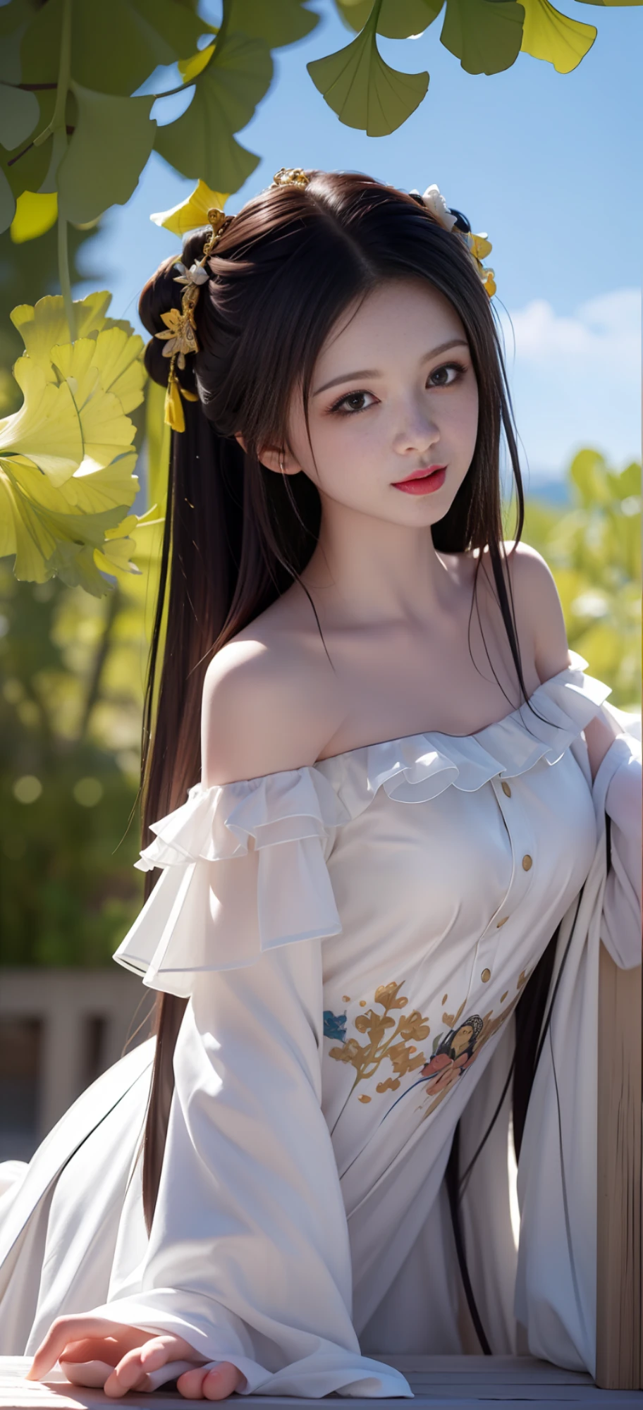 (8k, RAW photo:1.2), best quality, ultra high res, dramatic angle, (fluttered detailed color splashs), (illustration), (((1 girl))), (long hair), (rain:0.9), (headdress: 1.4), ((red hanfu)), ((off-the-shoulder), (emphasis), color ink painting, (splash color), splash color, (((colorful))), (sketch: 0.8), (sexy), ((ginkgo tree)), Chinese style, masterpiece, best quality, beautiful painted, highly detailed, (denoising:0.6), [splash ink], (ink refraction), ( beautiful detailed sky), highly, detailed, (masterpiece, best quality, extremely detailed), CG unity 8k wallpaper, masterpiece, best quality, super detailed), (garlic),