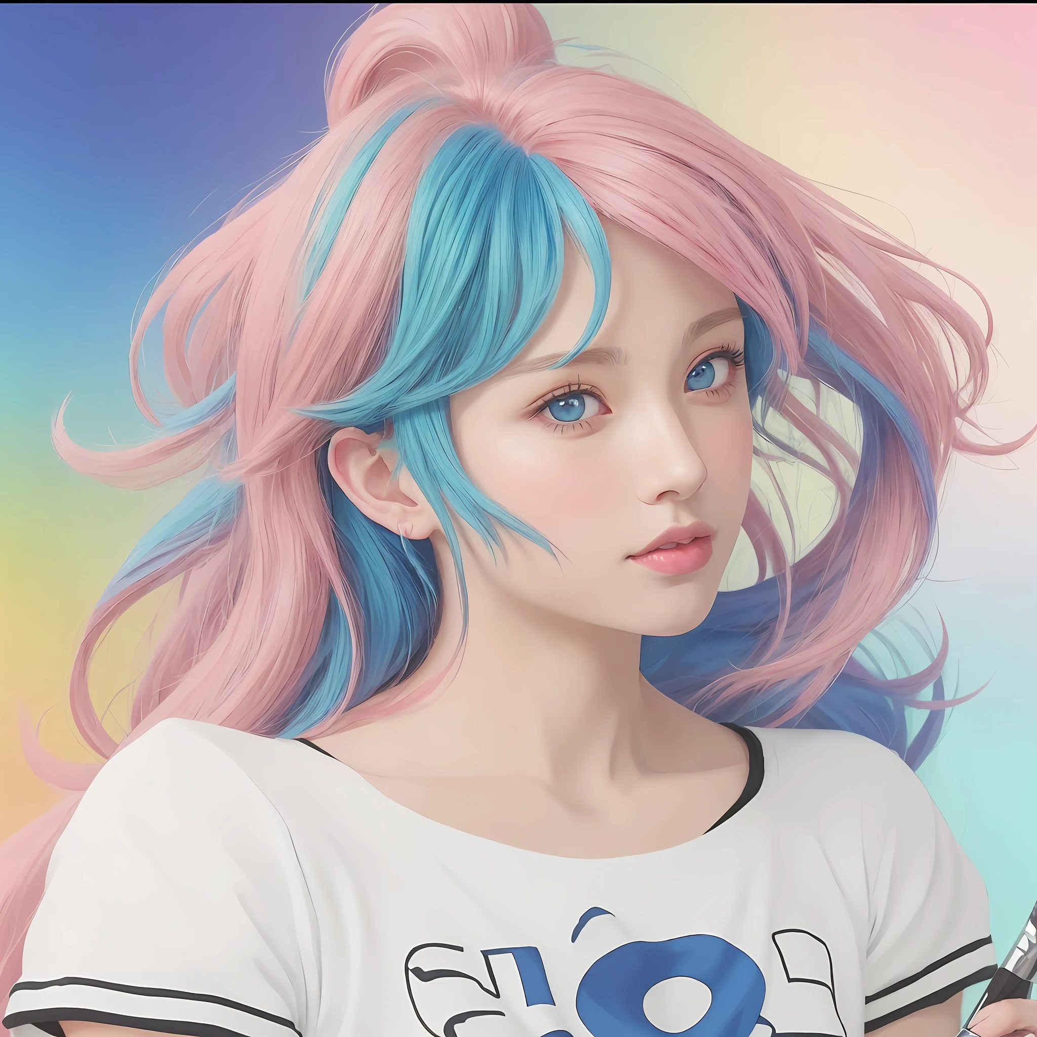 anime girl with pink hair and blue eyes holding a brush, realistic anime art style, anime realism style, beautiful anime portrait, beautiful anime art style, anime style 4 k, anime art style, realistic anime artstyle, kawaii realistic portrait, anime style. 8k, anime style portrait, anime art wallpaper 4 k, stunning anime face portrait, anime art wallpaper 4k