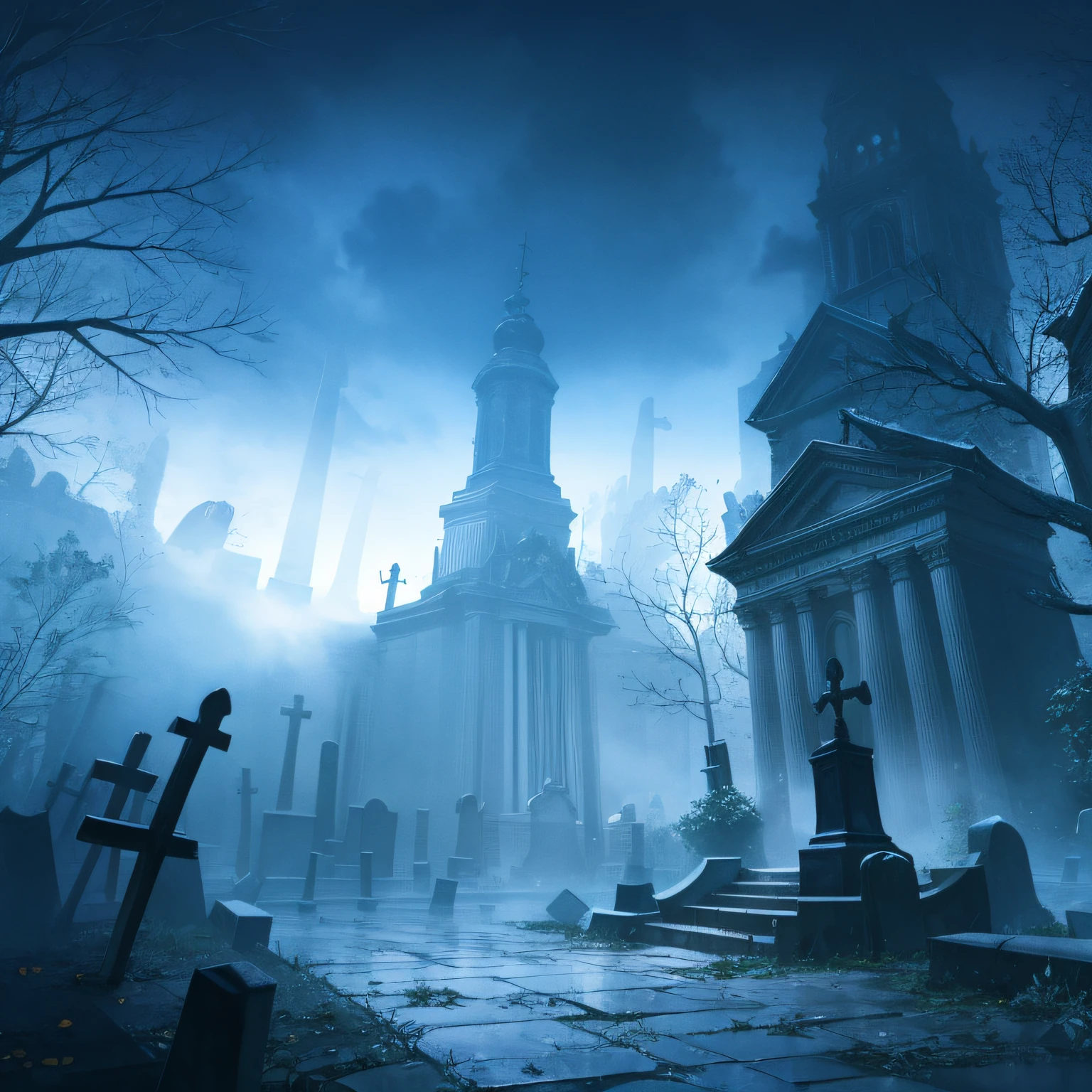 graveyard, foggy night, eerie, --auto