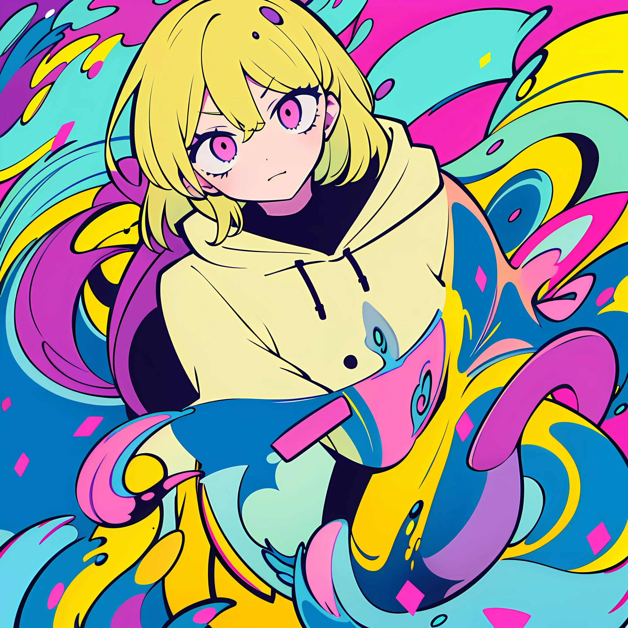 (Ultra Detailed,Ultra High Definition,Detailed Background),((2D)),((Flat Color)),((Colorful)),(((Floating Colorful Water))),1 Girl,Solo,Watch Viewer,Break,Hair Color
blond hair
Dress
Hoodie
character
tidy