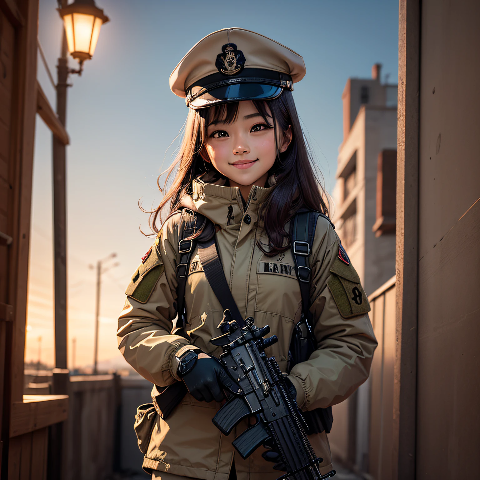wapon, gun, smile, girl, army --auto