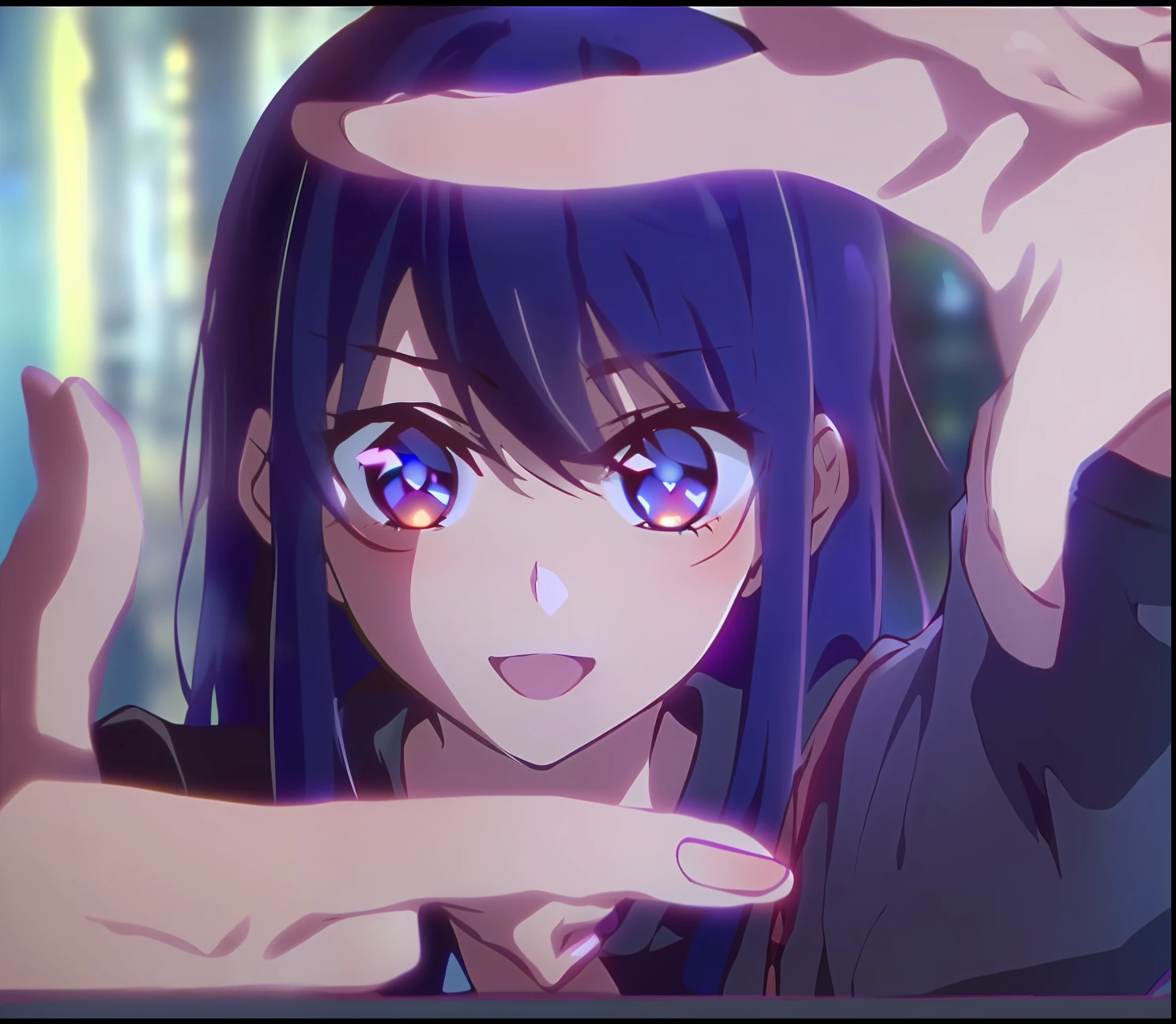 a woman with purple hair and blue eyes making a gesture, with index finger, anime best girl, misato katsuragi, in an anime, as an anime character, pin on anime, anime!!!!!!!!!!!!!!!, cinematic | | very anime!!!, in the anime film, close up iwakura lain, anime girl named lucy, hinata hyuga