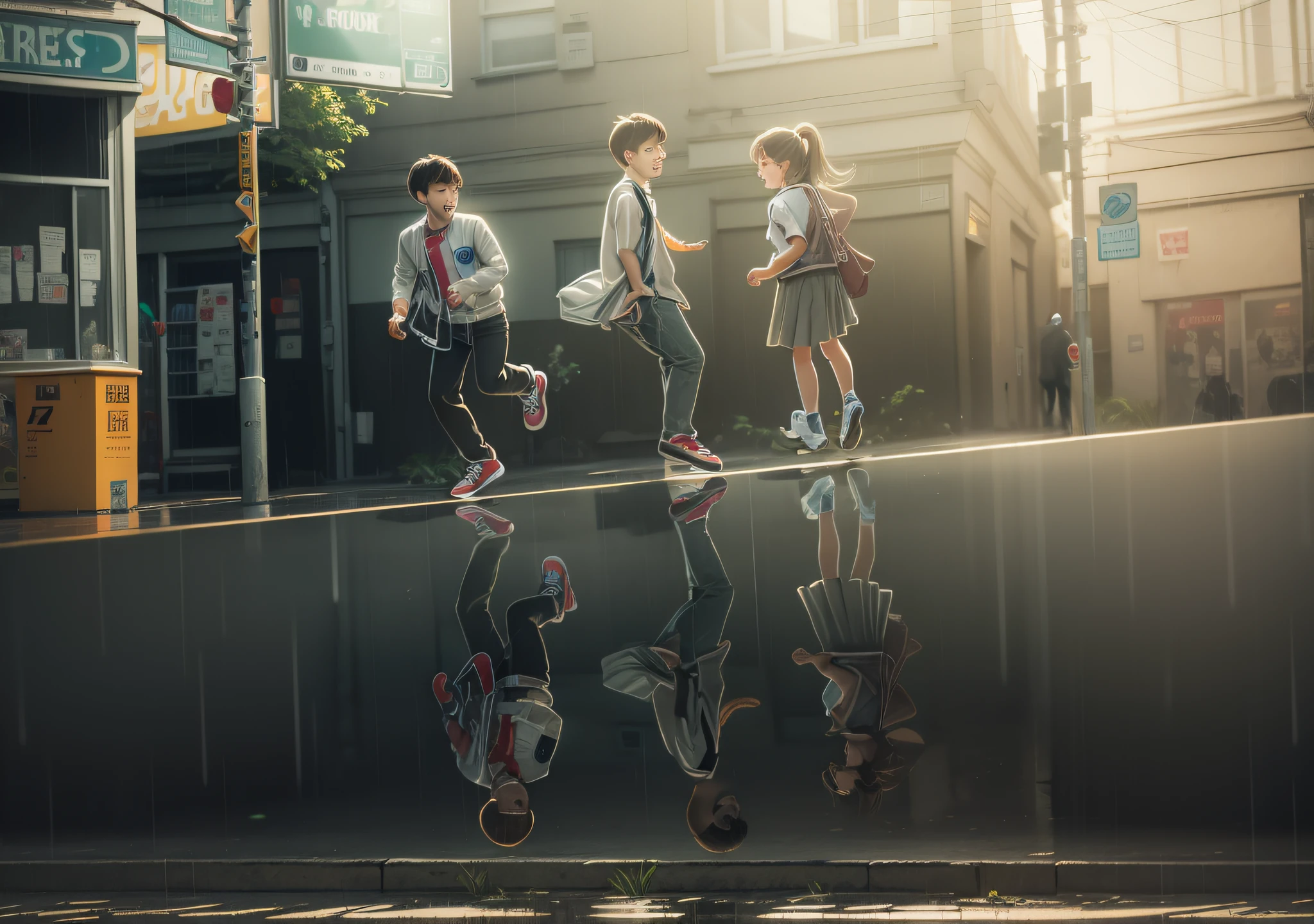 Rainy days, teenagers, streets, running --auto