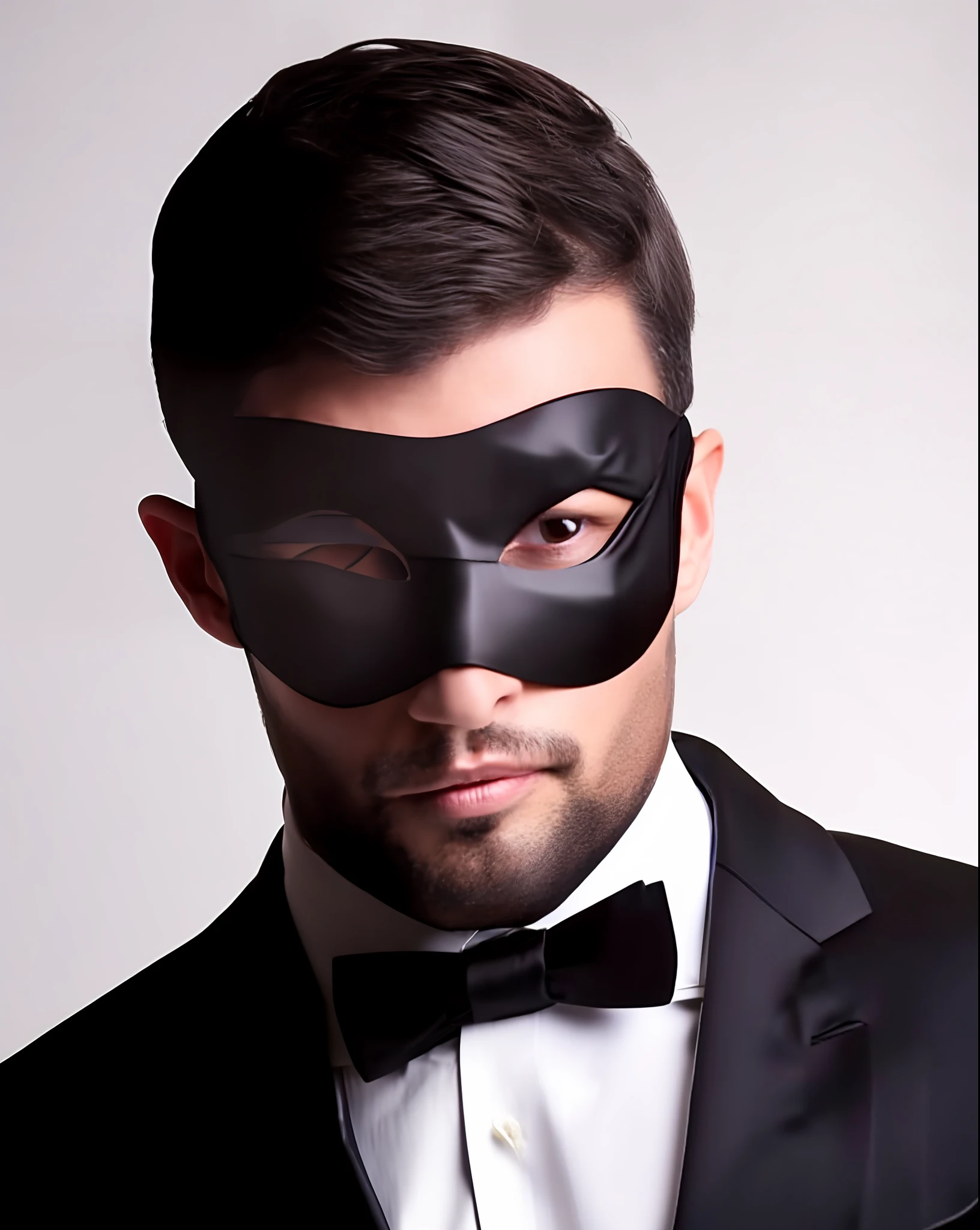 realistic man in a tuxedo with a black mask his face, handsome and elegant, handsome man, masked, gentleman, black tie, raphael lecoste, black mask mask, mysterious man, attractive man, ornate black tuxedo, white man with black fabric mask, aristocratic appearance, formal wear, finely masked, wearing a black mask, masqua, gentelman