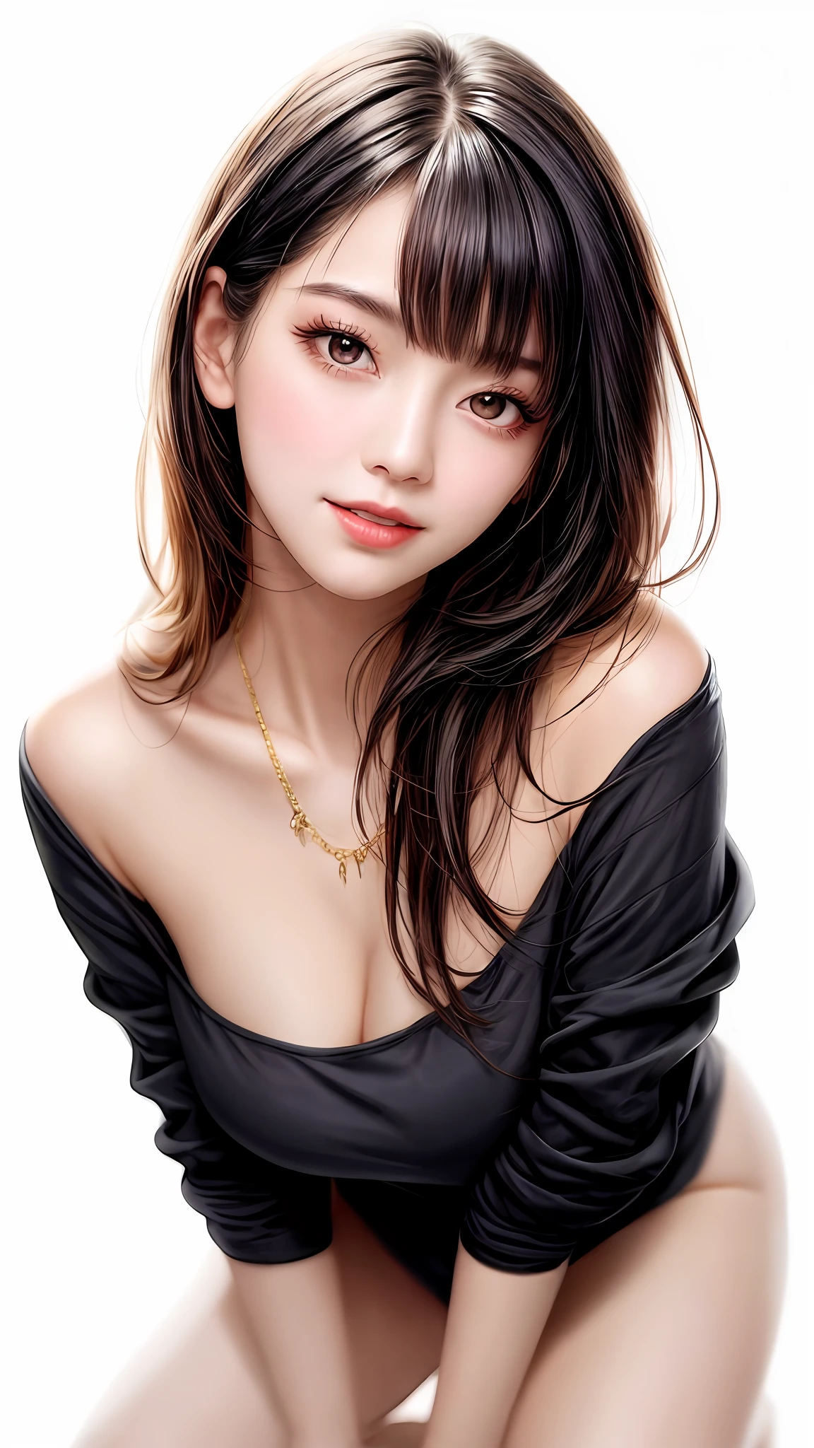 Pee (incontinence: 1.47), fashion trendy beautiful and attractive woman, gentle and attractive Chinese beautiful woman, Korean (kpop idol), delicate and sexy collarbone, attractive oval face, double eyelids, smart [peach] flower eyes, pink lips, small nose, bare shoulders, focus on face, [[face close-up], ultra high definition, super detail, White off-shoulder lace shirt, (((white lace panties), fresh and impressive, natural (large: 1.25), (kneel on the ground), (legs wide open), (legs spread), (from a low angle), (upright 1.5), (shiny skin: 1.4), (low angle)), perfect figure, areola, cleavage, armpit wrinkles, (floor urine)), (NSFW: 1.05), ( Showpiece, top quality, high precision)), one girl, (big, photorealistic: 1.4), (slightly above the camera, looking up at the camera, looking up, looking up at the camera, staring at the camera))), solo, solo, white background, snow-white background, mouth closed, happy smile, pretty black hair, short hair, big eyes, pronounced double eyelids, eyelashes, ears out, long neck, long neck, Absolute area, ((close-up of face, short hair with bangs)), 19 years old, attractive proportions, shiny skin, clean collarbone, golden ratio face, perfect face, teardrop mole, chest mole, bangs, clean bangs, beautiful bangs, lip gloss, thin lips, white skin, undressed, big breasts, small face, staring at the camera a little upwards, ((smiling a little at the camera, really nothing pure white background, very big, big big, big breasts)), ((((uniform, shirt))))