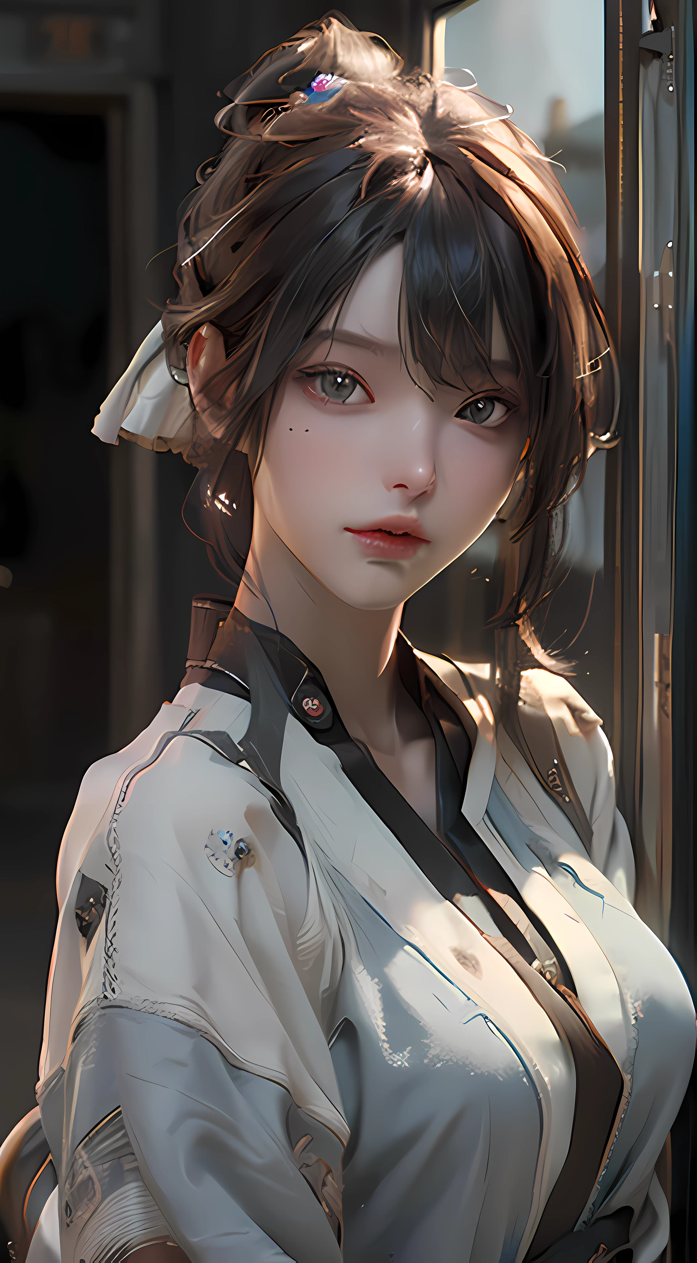 ((Best quality)), ((masterpiece)), (detailed:1.4), 3D, an image of a beautiful cyberpunk female,HDR (High Dynamic Range),Ray Tracing,NVIDIA RTX,Super-Resolution,Unreal 5,Subsurface scattering,PBR Texturing,Post-processing,Anisotropic Filtering,Depth-of-field,Maximum clarity and sharpness,Multi-layered textures,Albedo and Specular maps,Surface shading,Accurate simulation of light-material interaction,Perfect proportions,Octane Render,Two-tone lighting,Wide aperture,Low ISO,White balance,Rule of thirds,8K RAW,