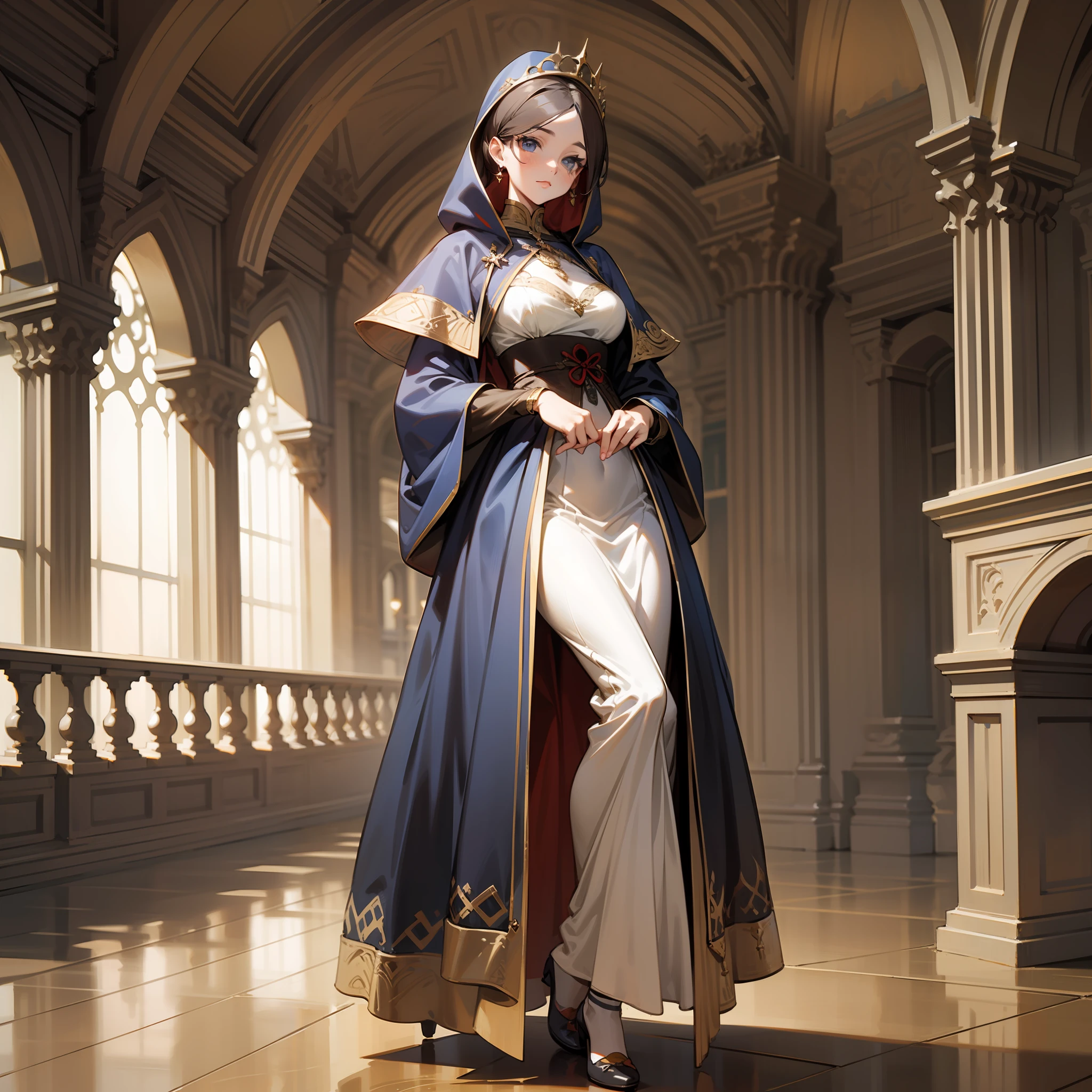 1 girl, medieval Europe, fashion model posing, full body