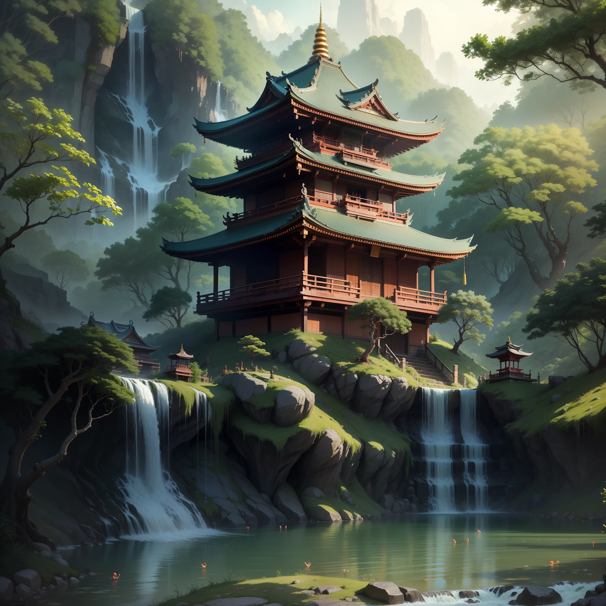 Temples Shrines Buddhist Temples Top Quality Masterpieces Ponds Waterfalls Ultra High Definition Mother Nature