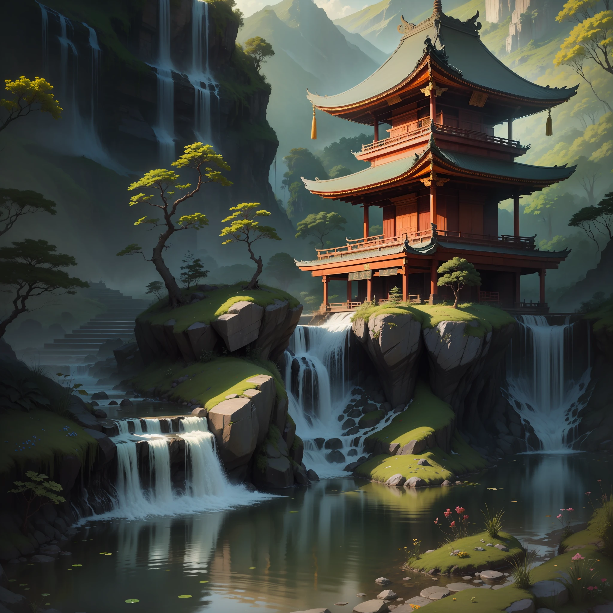 Temples Shrines Buddhist Temples Top Quality Masterpieces Ponds Waterfalls Ultra High Definition Mother Nature