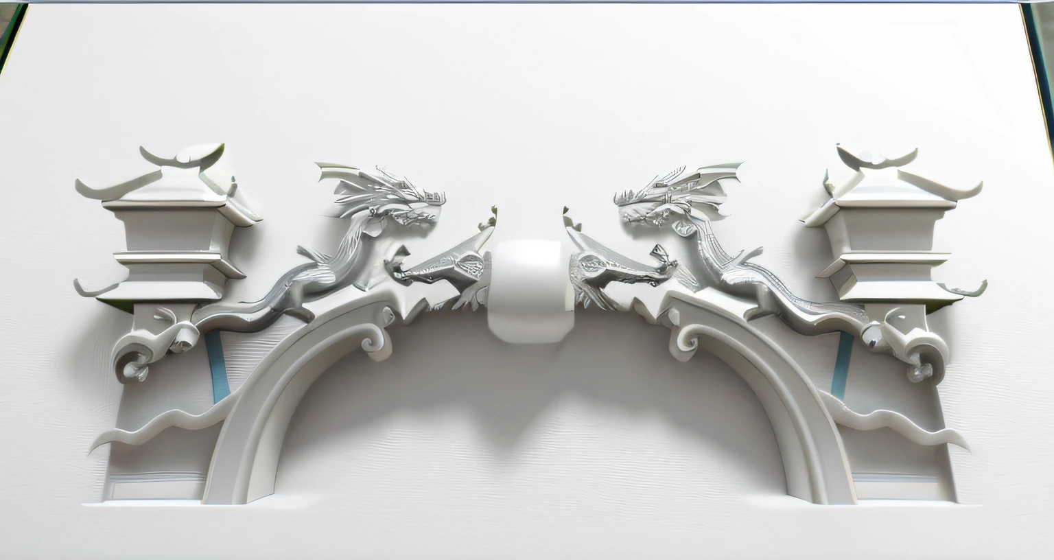 a close up of a drawing of a gate with a dragon on it, strong ambient occlusion, ambient occlusion, ambient reflective occlusion, ambient occlusion:3, ambient occlusion render, an ambient occlusion render, ultra ambient occlusion, ambient oclusion, depicted as a 3 d render, symmetrical dragon wings