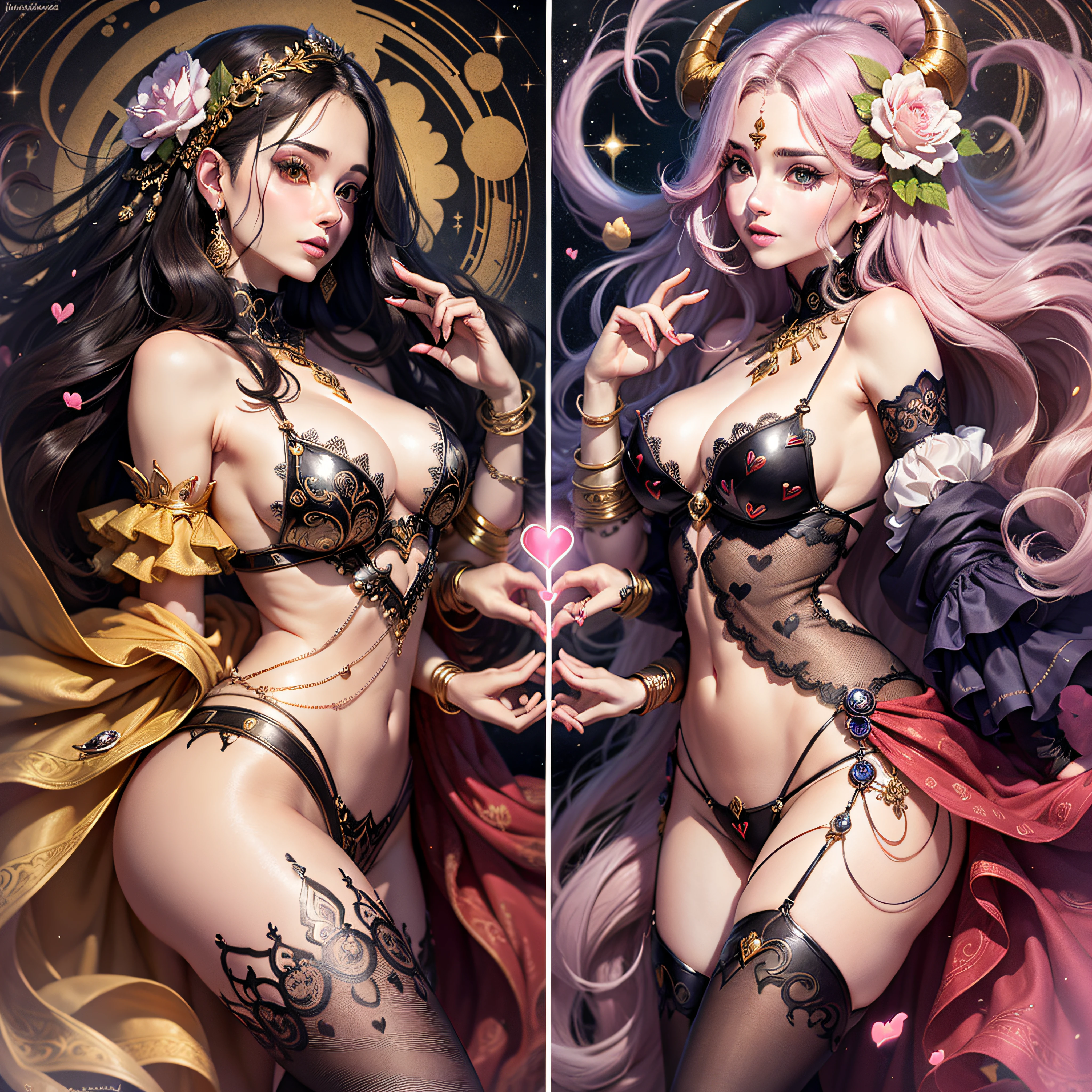 Aries and Taurus, heart, circle, romance, beauty, love