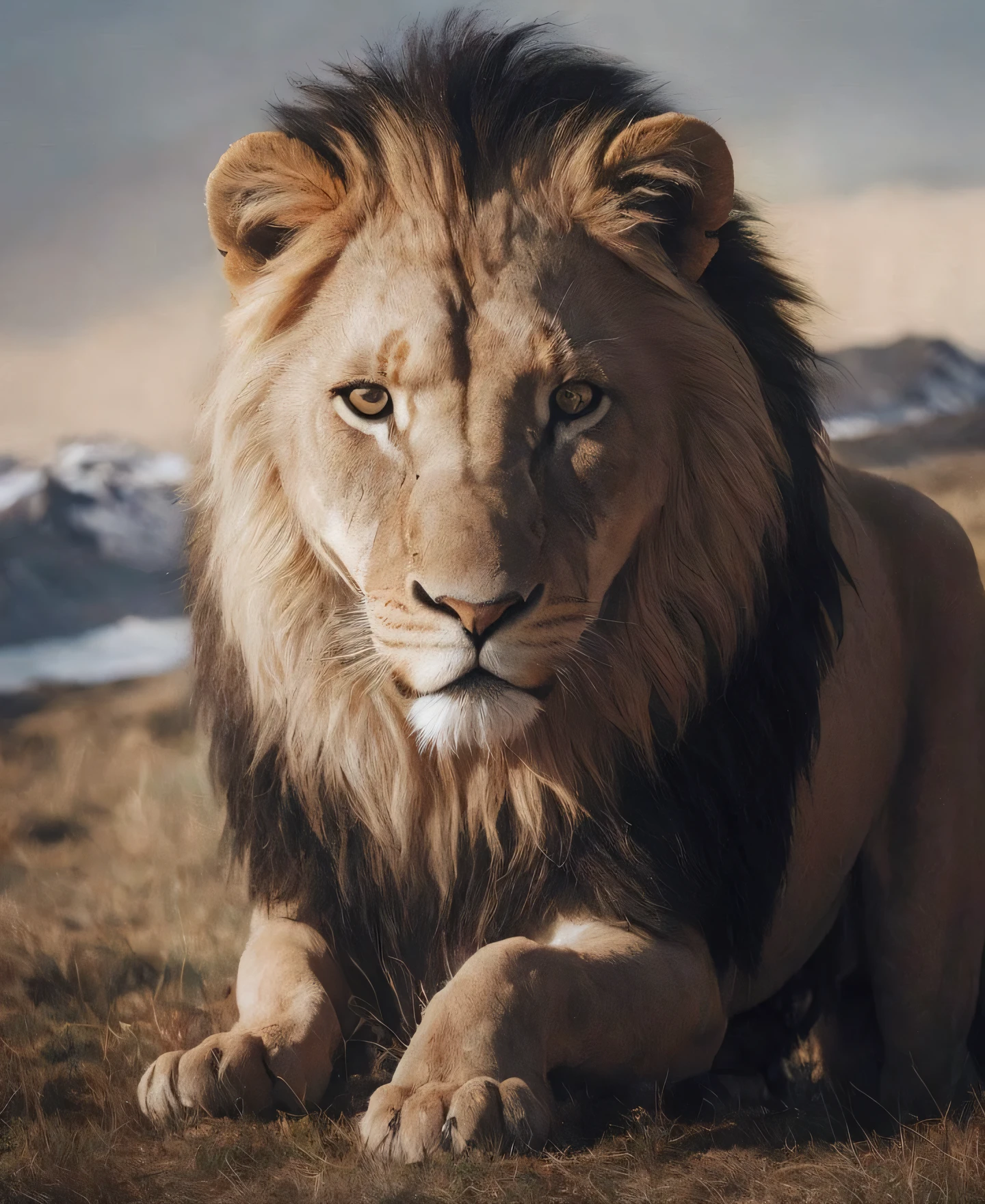 "Cinematic lighting captures the majestic anatomy of a realistic lion in Iceland, set against the stunning backdrop of the Northern Lights. High-res details and accurate anatomy make the UHD, 16k image pop with realism."