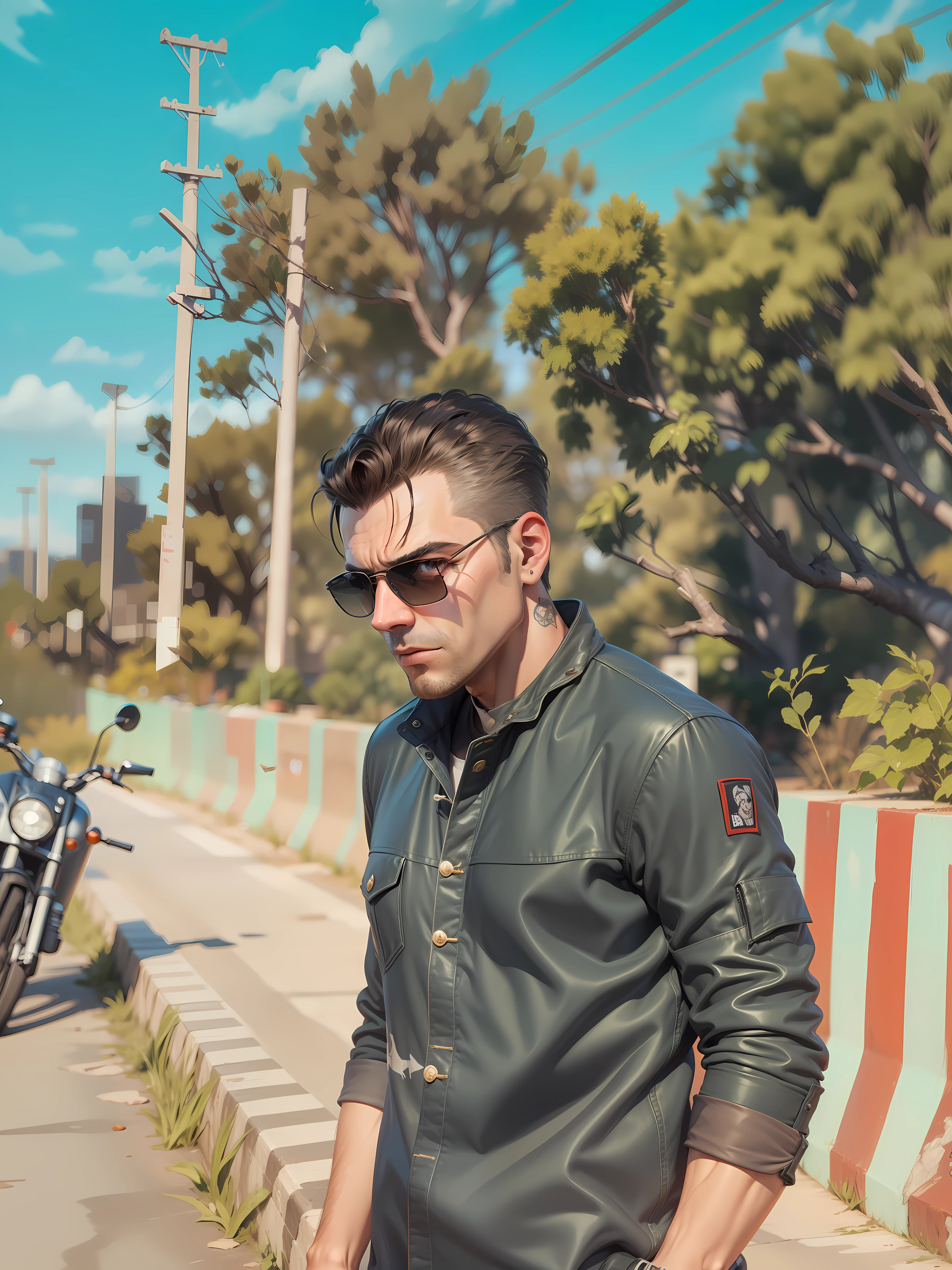 Change background Grand Theft Auto V, realistic Face, 8k ultra realistic, ultra realistic body, Handsome boy