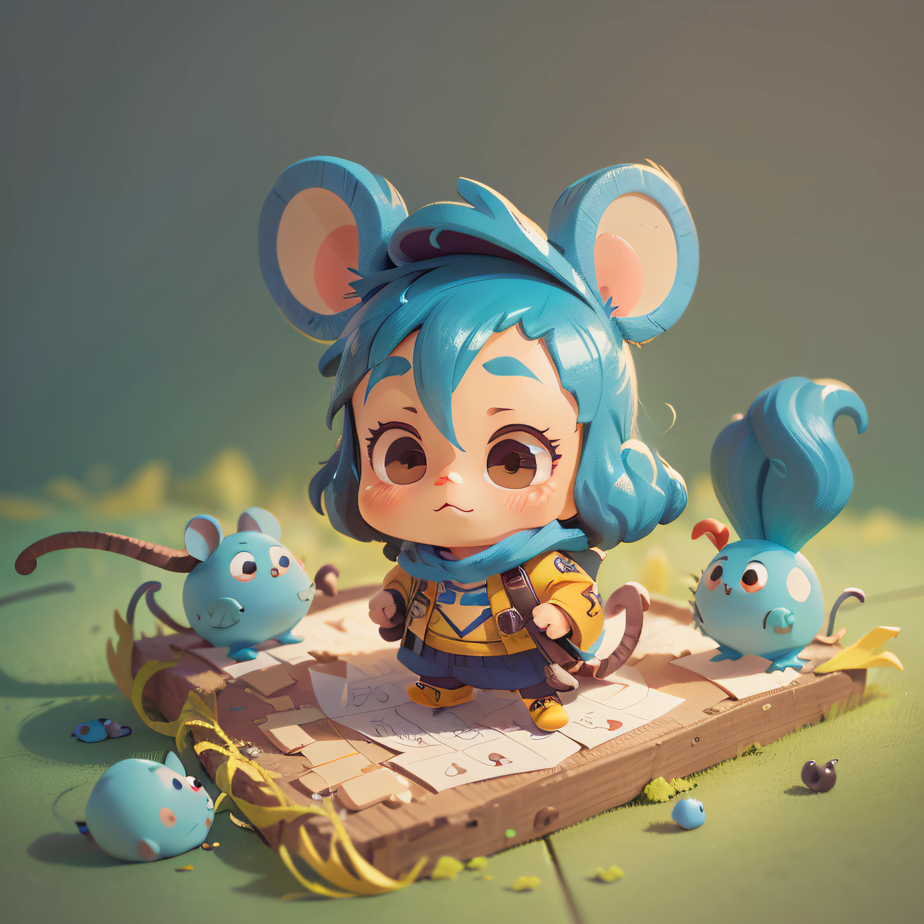 cute, chibi, mice, PFP, bigbadejo, portrait, masterpiece, 3D Rendering, Best Quality, Lots of Detail, (plain background), (vinyl toy figurine), (perfect hands), (high detailed hands), (full body), male,(smurf), (bue skin)