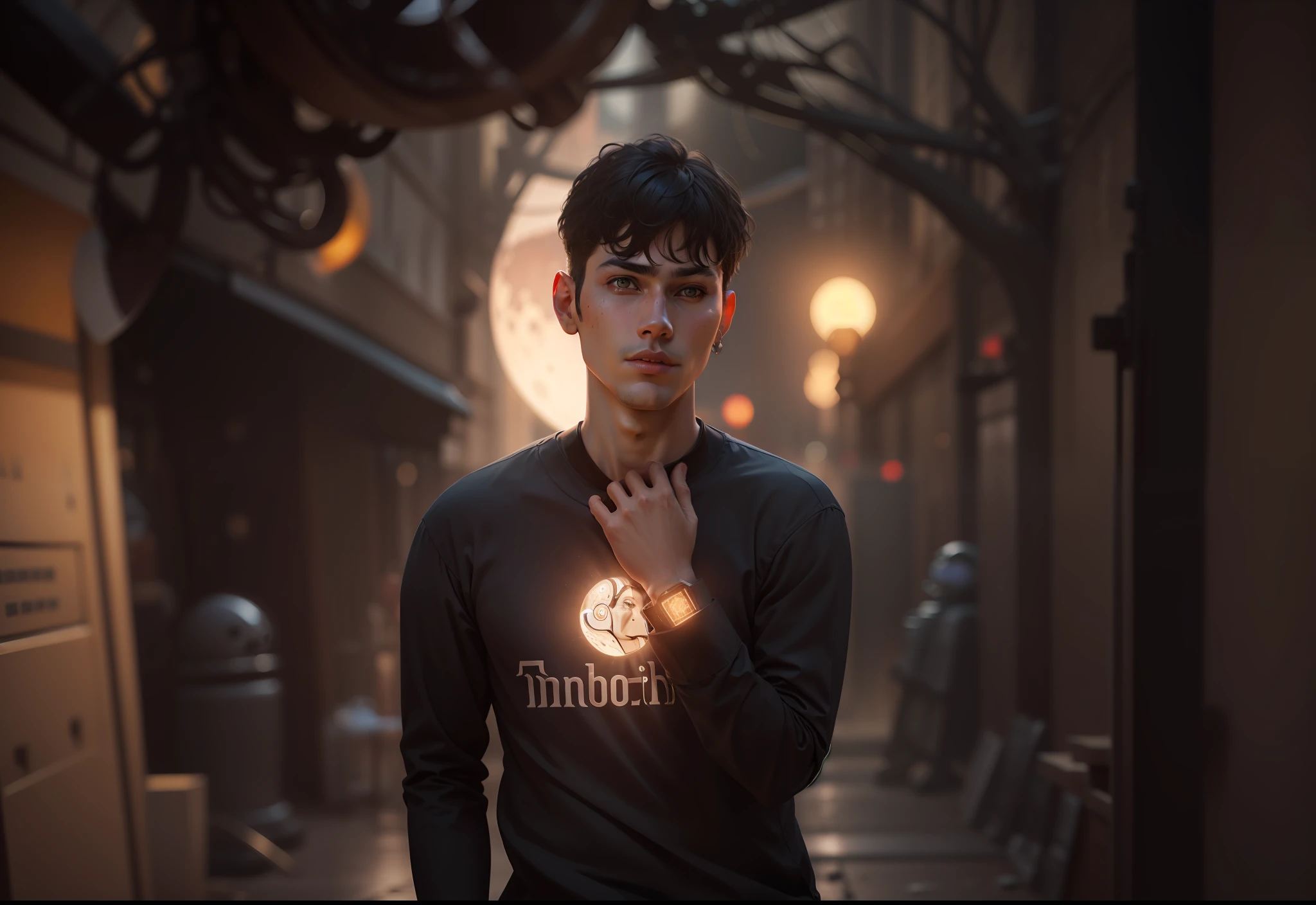 change background Ai robot in moon handsome young boy,realistic'face,8k,ultra realistic