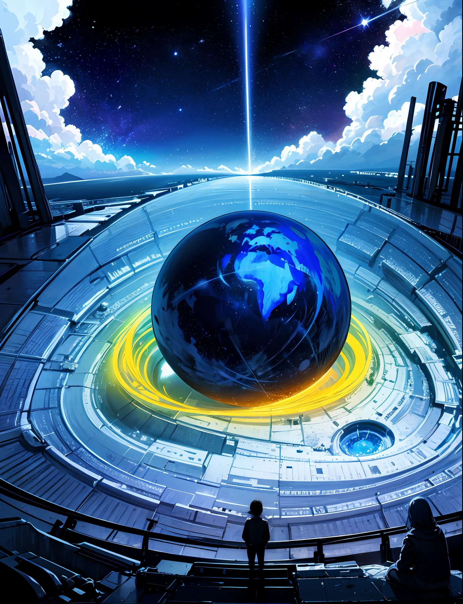 Masterpiece, neon stars, magic around, god, truth, anticipation, depth, insight, understanding, mountain, galactic lush translucent clouds, spectrum, panorama, star cycle, cycle, round eye, planet, earth, truth, knowledge