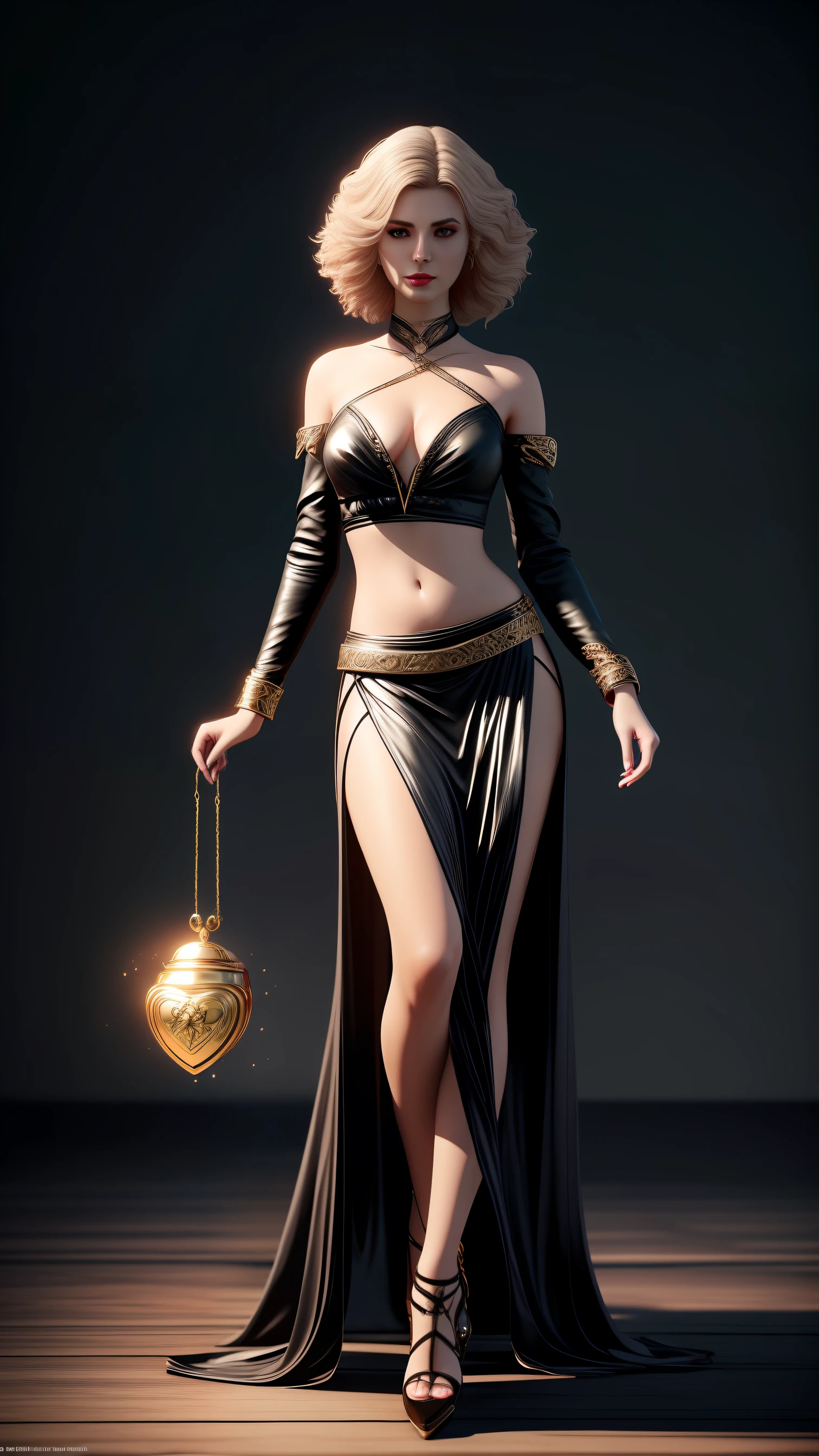 arafed woman in a black dress holding a gold purse, cinematic goddess body shot, unreal engine render + a goddess, fantasy outfit, full body cgsociety, beautiful sorceress, a beautiful sorceress, seductive cyberpunk dark fantasy, dark fantasy female magician, cgsociety 9, beautiful female sorceress, (octane render) fantasy style, stunning cgsociety