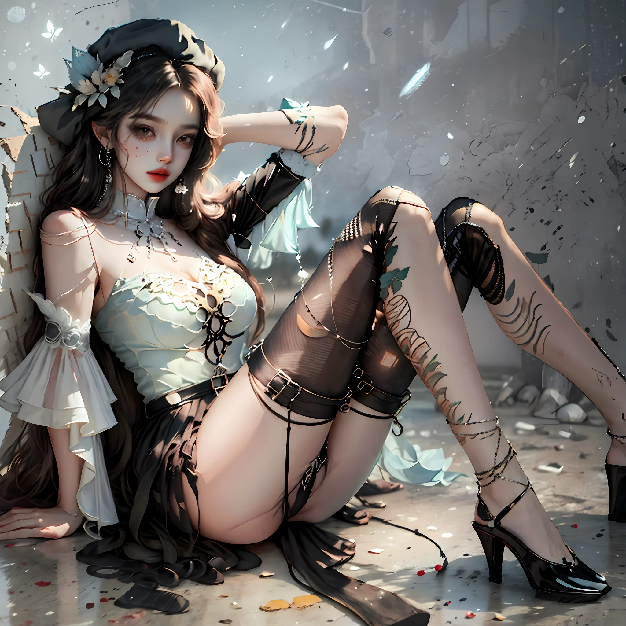 The woman in black stockings is slender and has slender legs --auto --s2