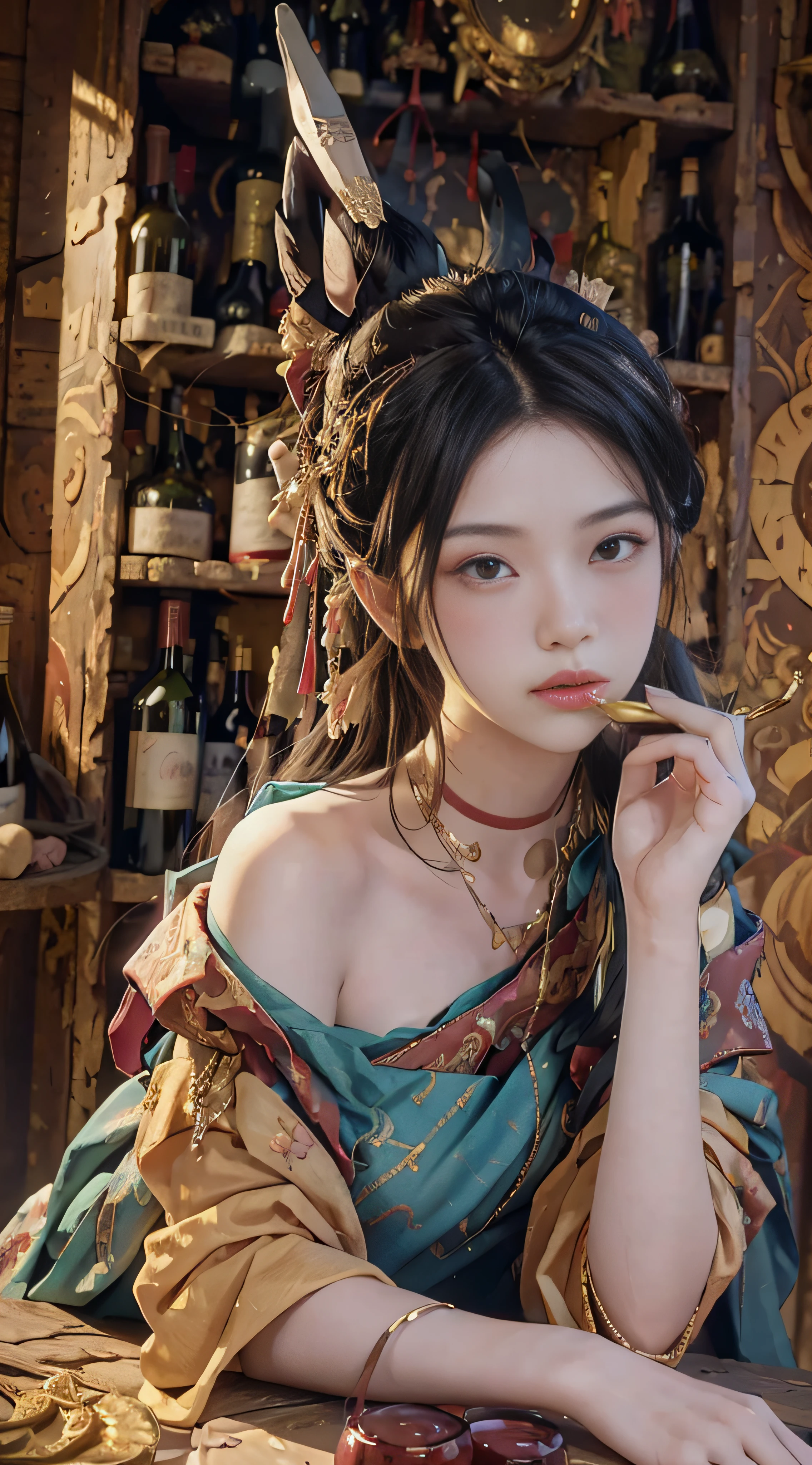 A bottle of wine, Guvez, works of art in the style of Guvez, masterpieces of Guvez,