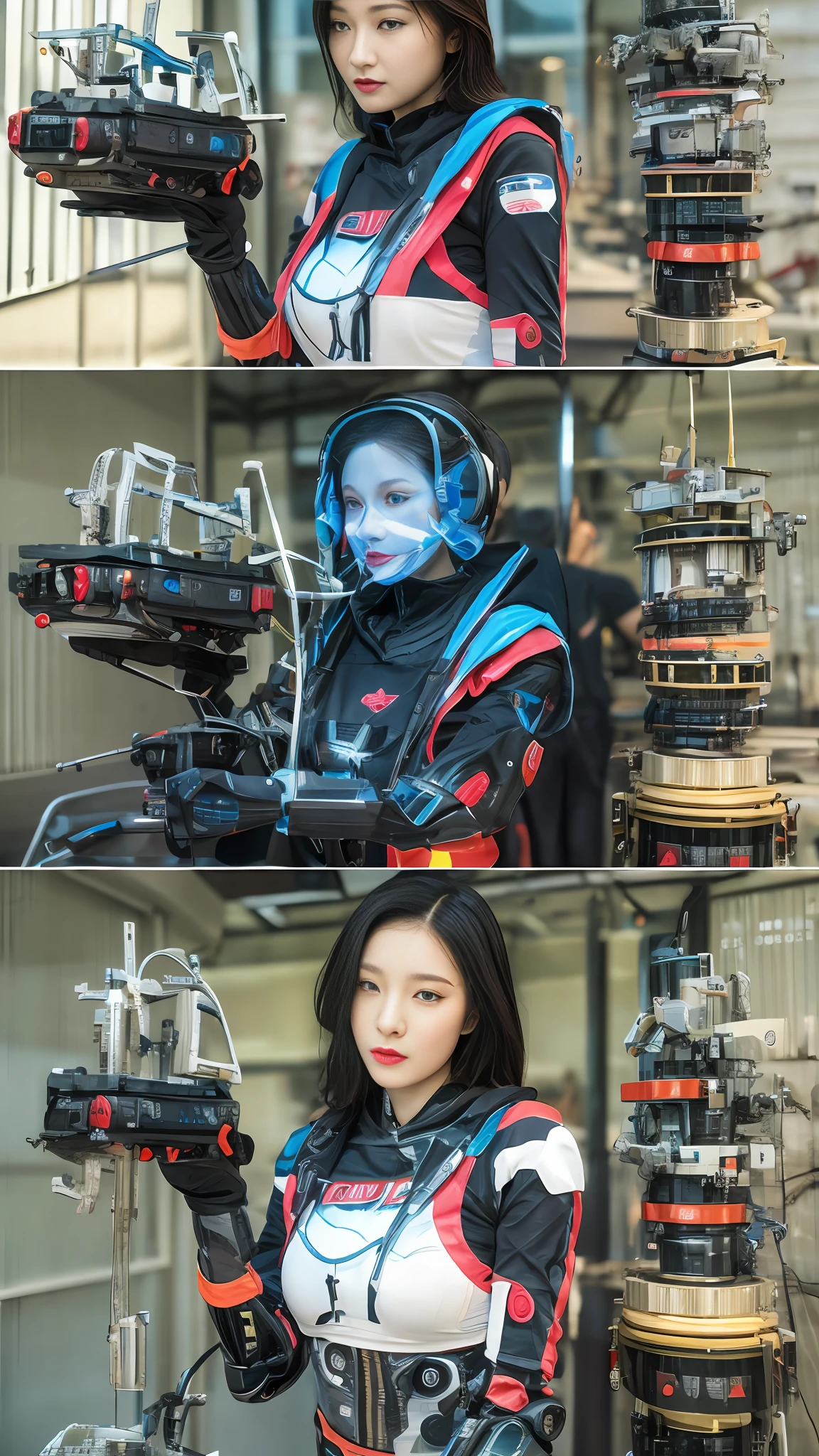 High quality, masterpiece, ultra-high resolution, (realistic: 1.4), female robots and mechanical devices are common elements in the high-tech world of cyberpunk. Here is a writing tip on this topic:
1. Background setting:
Build a cyberpunk world with highly developed technology in the future. Describe a cityscape full of high-rise buildings, busy streets, and cool tech devices. In this world, female robots and mechanical devices are ubiquitous in all fields, from labor to recreational presence.
2. Appearance and function of female robots:
Describe the physical features of a female robot, which can be a crystal clear metal shell or a synthetic material that mimics the skin color of a human body. Emphasize their high-tech characteristics, such as their ability to think, learn and express their emotions on their own.
3. Application of mechanical devices:
Depict various application scenarios of mechanical devices. They can be personal care assistants with massage, bathing and beauty functions; It can also be a domestic helper, taking on the role of housework or caring for the elderly and children; It can even be a weapon of war, with high mobility and powerful firepower.
4. Human-machine relationship:
Depicting the relationship between female robots and humans. Describe how people communicate, collaborate, or dispute with them. Some see them as partners and friends, while others see them as tools or slaves.
5. Ethical and moral dilemmas:
Explores the ethical and moral issues raised by female robots and mechanical devices. For example, can people truly accept their existence as emotional experiencers? Should they have autonomy and rights?
6. Turning Events:
To introduce a turning point, for example, the discovery that female robots are no longer limited to human instructions and begin to exhibit autonomous consciousness and even rebellion. This event will spark a debate and conflict about robot rights and the coexistence of humans and machines.
With these tips, yo