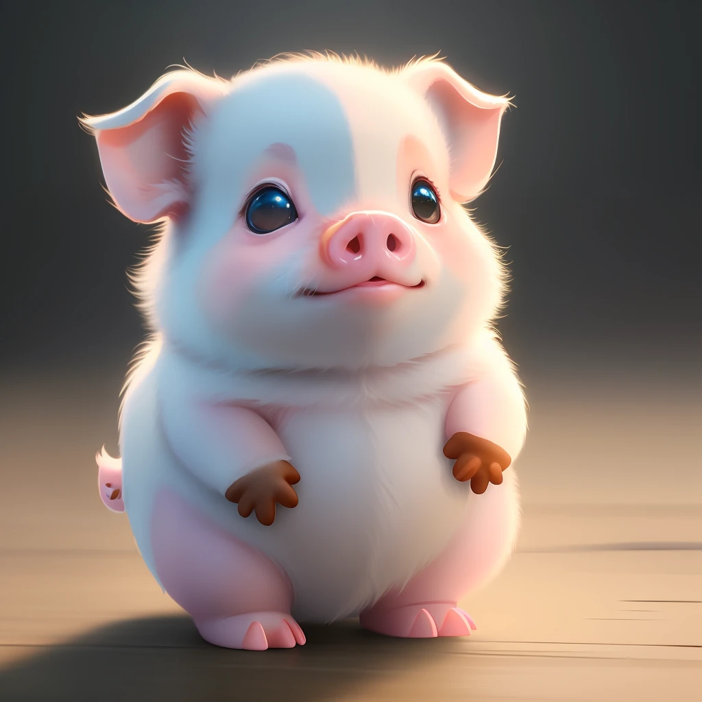 (Masterpiece), (Best Quality), (Ultra Detail), (Full Body:1.2), Super Cute, Baby, Pixar, Baby pig in pajamas, Big bright eyes, Fluffy, Smile, Delicate and fine, Fairy tale, Incredibly high detail, Pixar style, Bright color palette, Natural light, Simple background with pure colors, Octane rendering, Trending on Artstation, Gorgeous, ultra wide-angle, 8k, HD, realistic