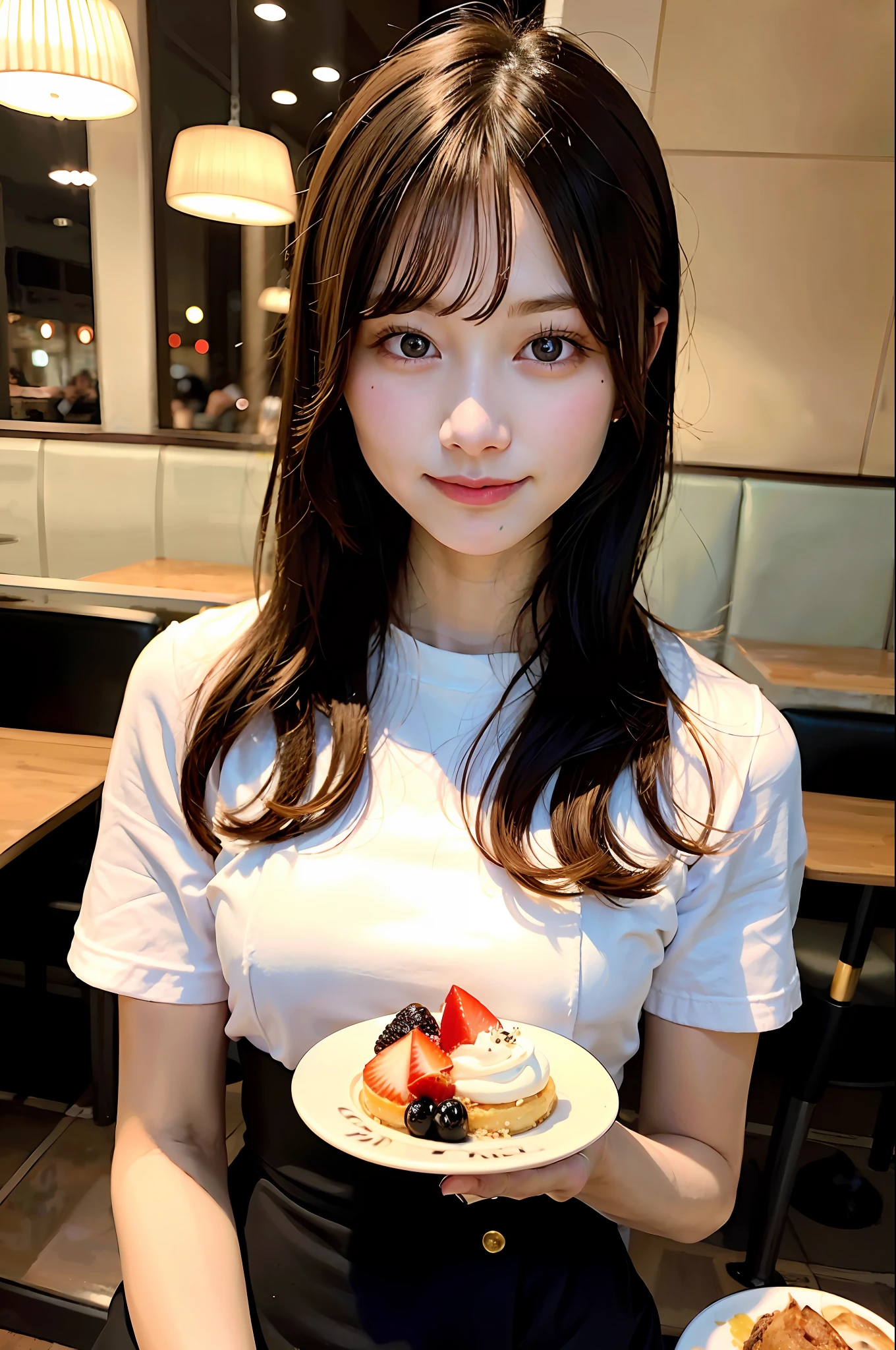 hkgirl, beautiful girl having dessert in restaurant
