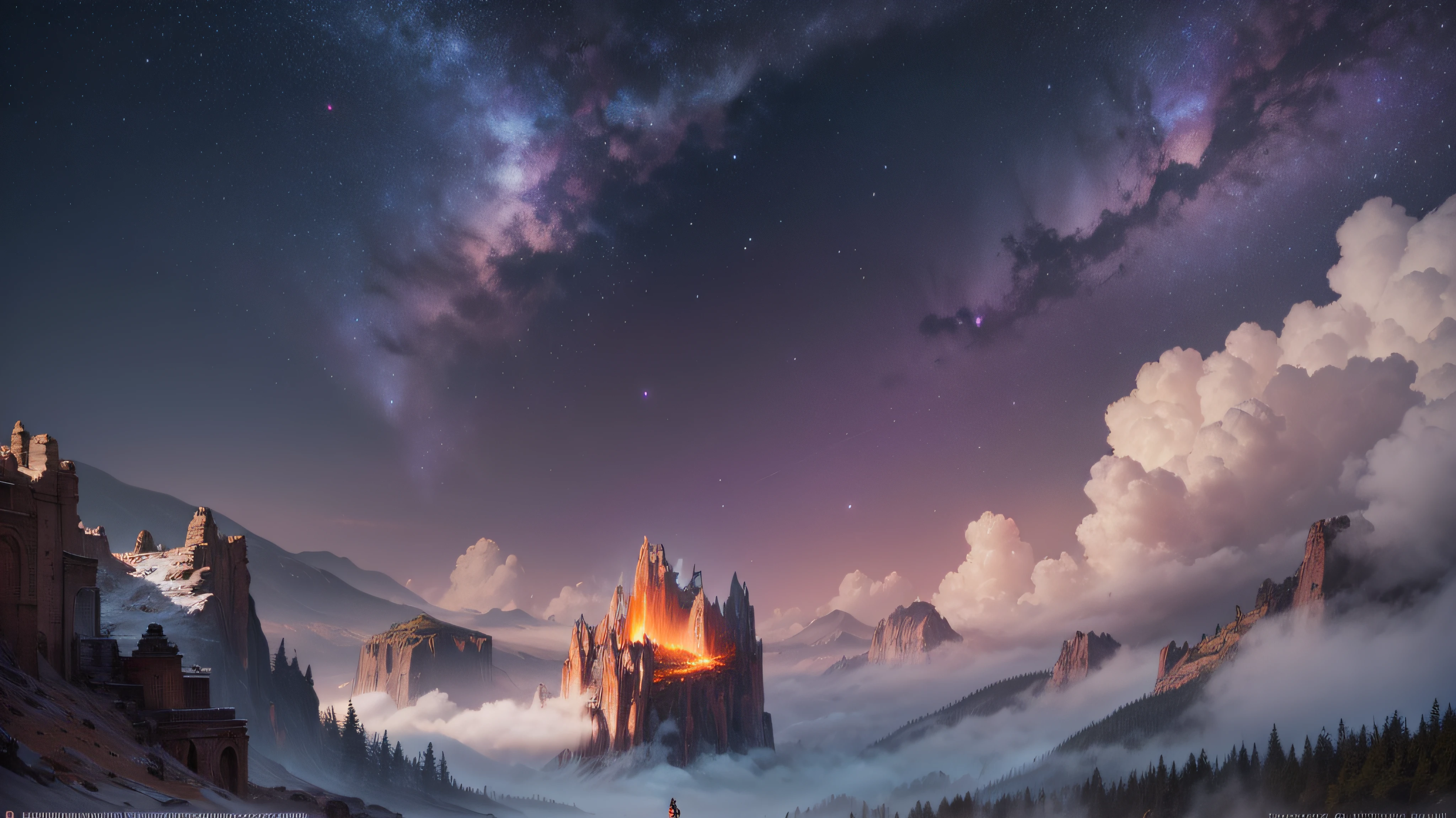 Blood moon lit in the night sky, dark style, gothic, mystery, extremely high resolution 8k, perfection, fog in the atmosphere, night pitch black --auto