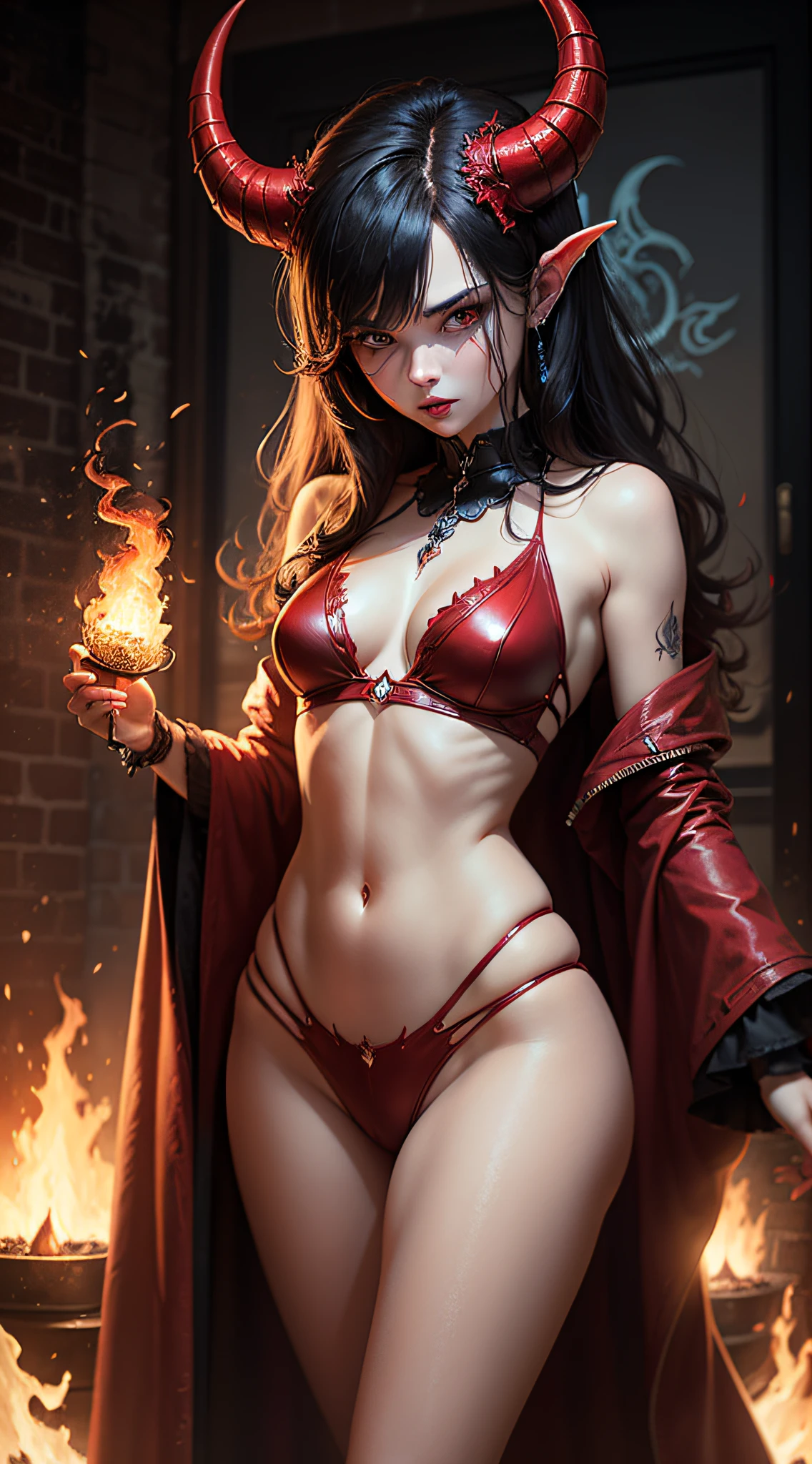 devil all in red with the horns on fire --auto