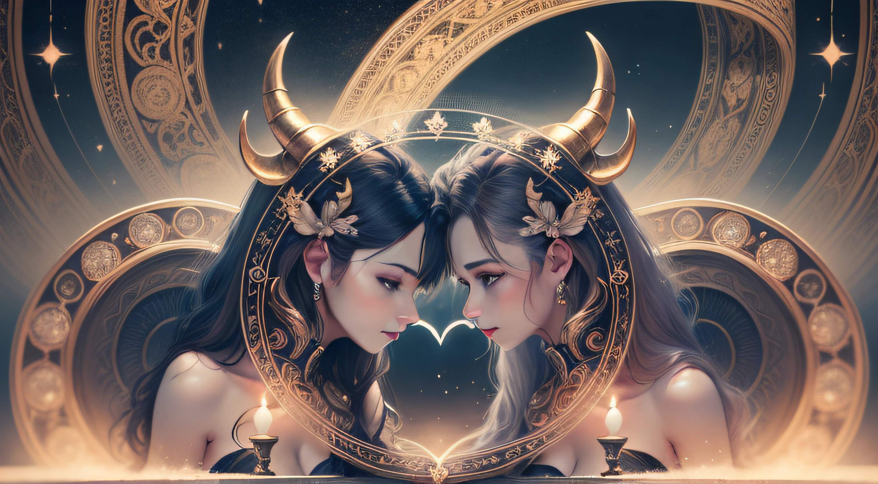 Aries and Taurus, heart, circle, romance, beauty, love