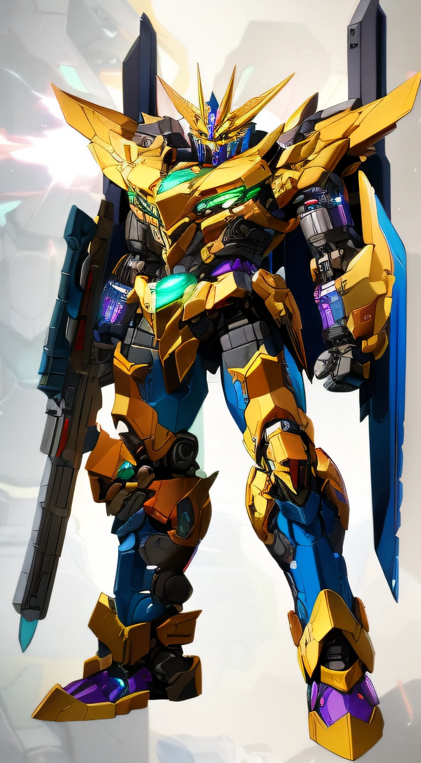 ((masterpiece)),(SRS:1.2), a (((mecha))) with Armed and rectangular design, glowing eyes, full body, highly detailed,(heroic parts:1.5),mechanical parts, robot joints,(highly detailed full armor:1.2)