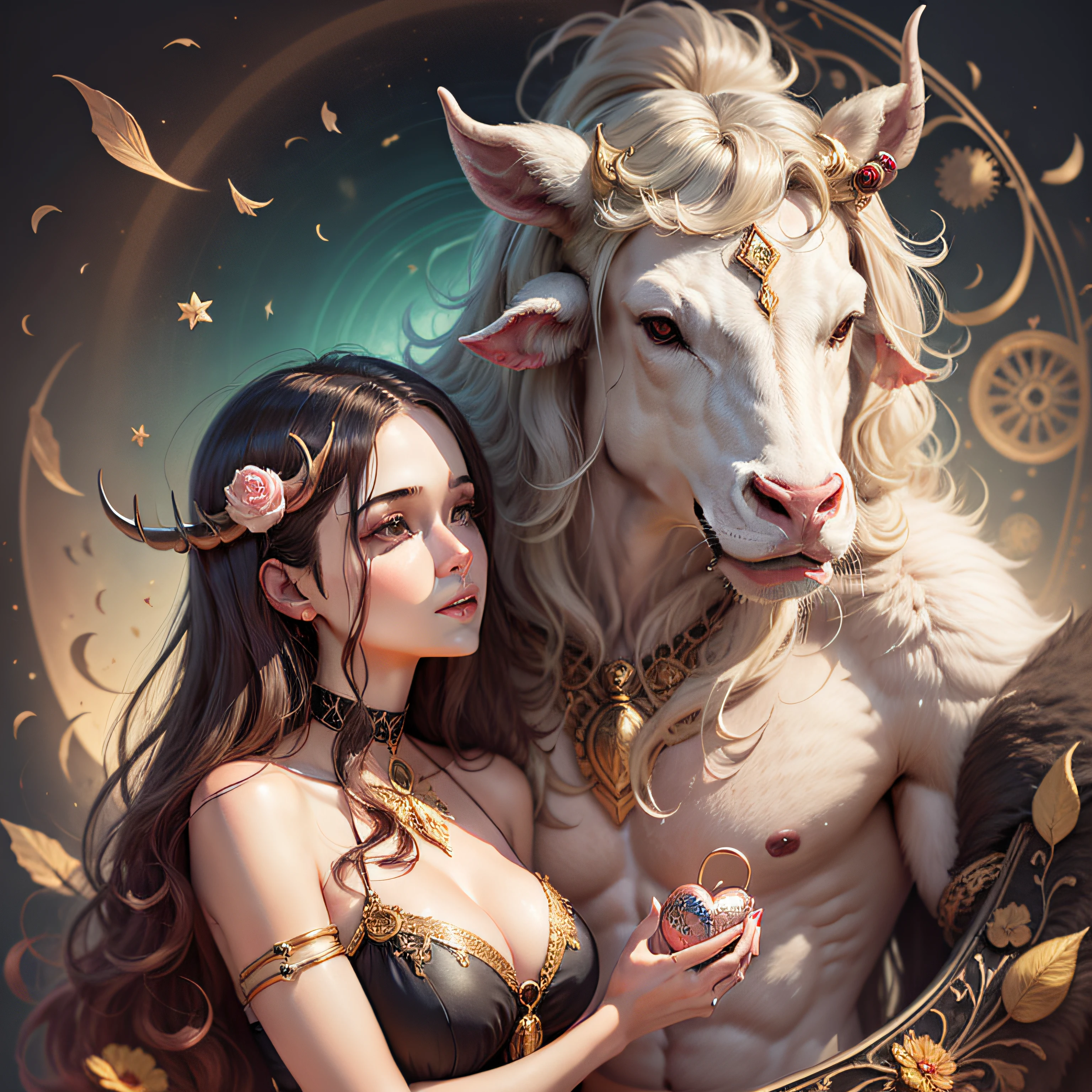 Aries and Taurus, heart, circle, romance, beauty, love