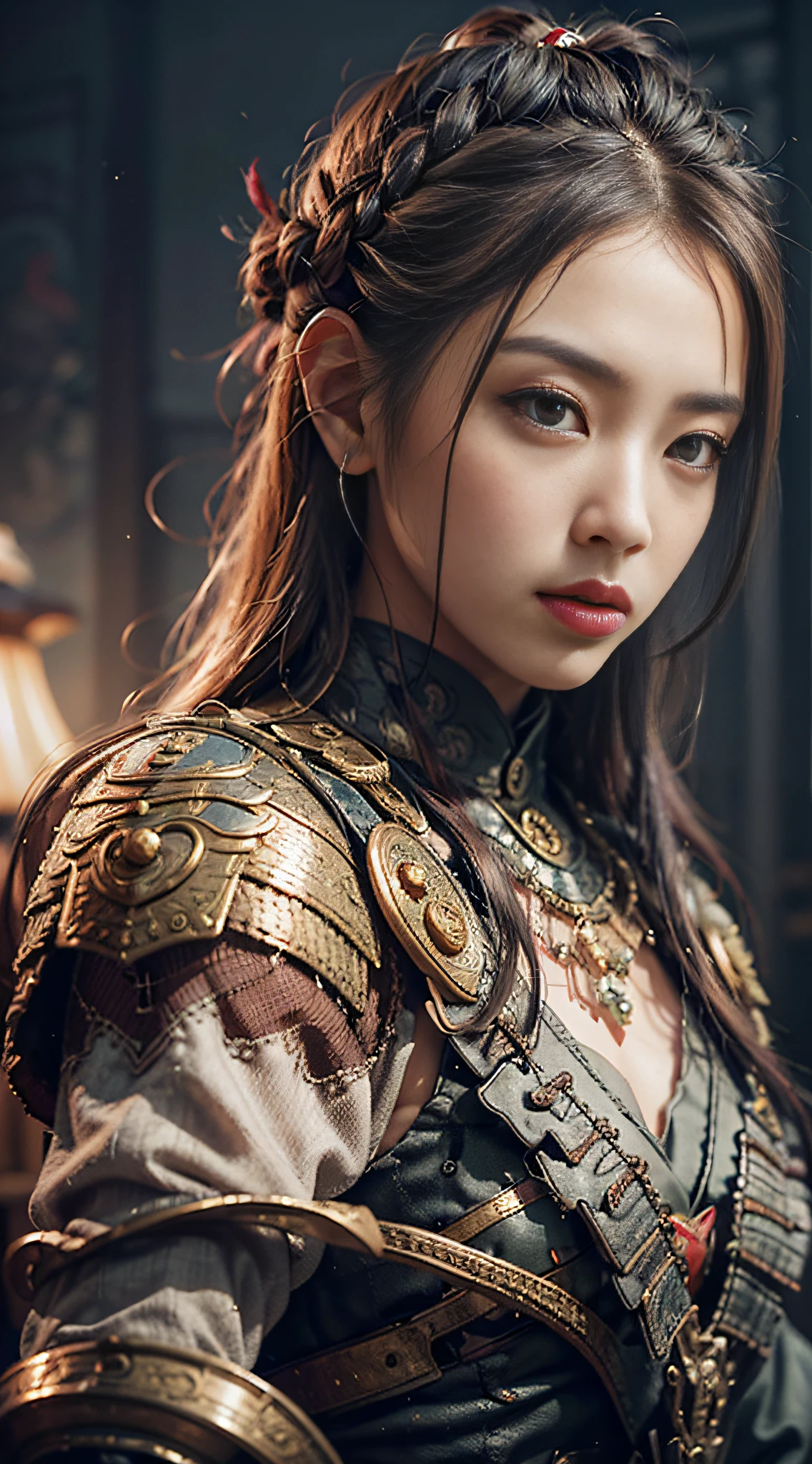 A Chinese sinister girl, seven-doppelganger shot, (Oriental Ancient Battlefield: 1.2), (weapon in hand: 1.2), vampire fangs, extreme quality, Cg unity 8k, super delicate, background blur, full depth of field, HDR high dynamics, real restoration, intricate and extreme detail, perfectly presenting the style of midjourney art. realistic, elegant, goddess, surrealism, high detail, supremacy, cinematic lighting, ray tracing, shadow, uhd, retina, masterpiece, ccurate, anatomically correct, textured skin, super detail, high detail, high quality, high quality, award-winning, best quality, high resolution, 1080P, 16k, 8k, 4K, HD