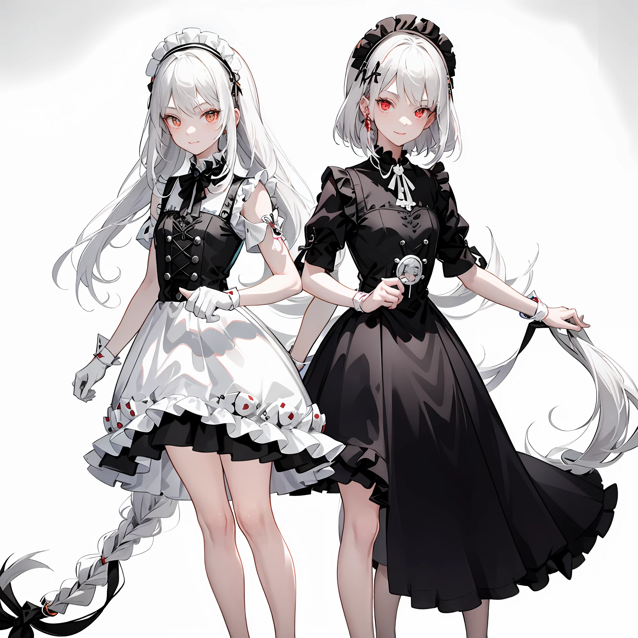 A petite silver-haired girl with sickly fair skin
The long and thick eyelashes are like two small fans, bright as ruby-like eyes containing autumn waves, and the delicate little face is sickly white, without any makeup whitewashing, a dusty natural beauty.
The girl was wearing a black ta dress, the slender and immature beautiful feet under the skirt were wrapped in soft white silk, a black and white ribbon was tied on her thighs, a pair of small bells were tied around her ankles, and the three thousand silver silk silk that were as smooth as silk were tied into two double ponytails that hung to the ground like flowing water, and her small ears were slightly pointed.
The silver-haired girl opened her scarlet eyes with a strange charm