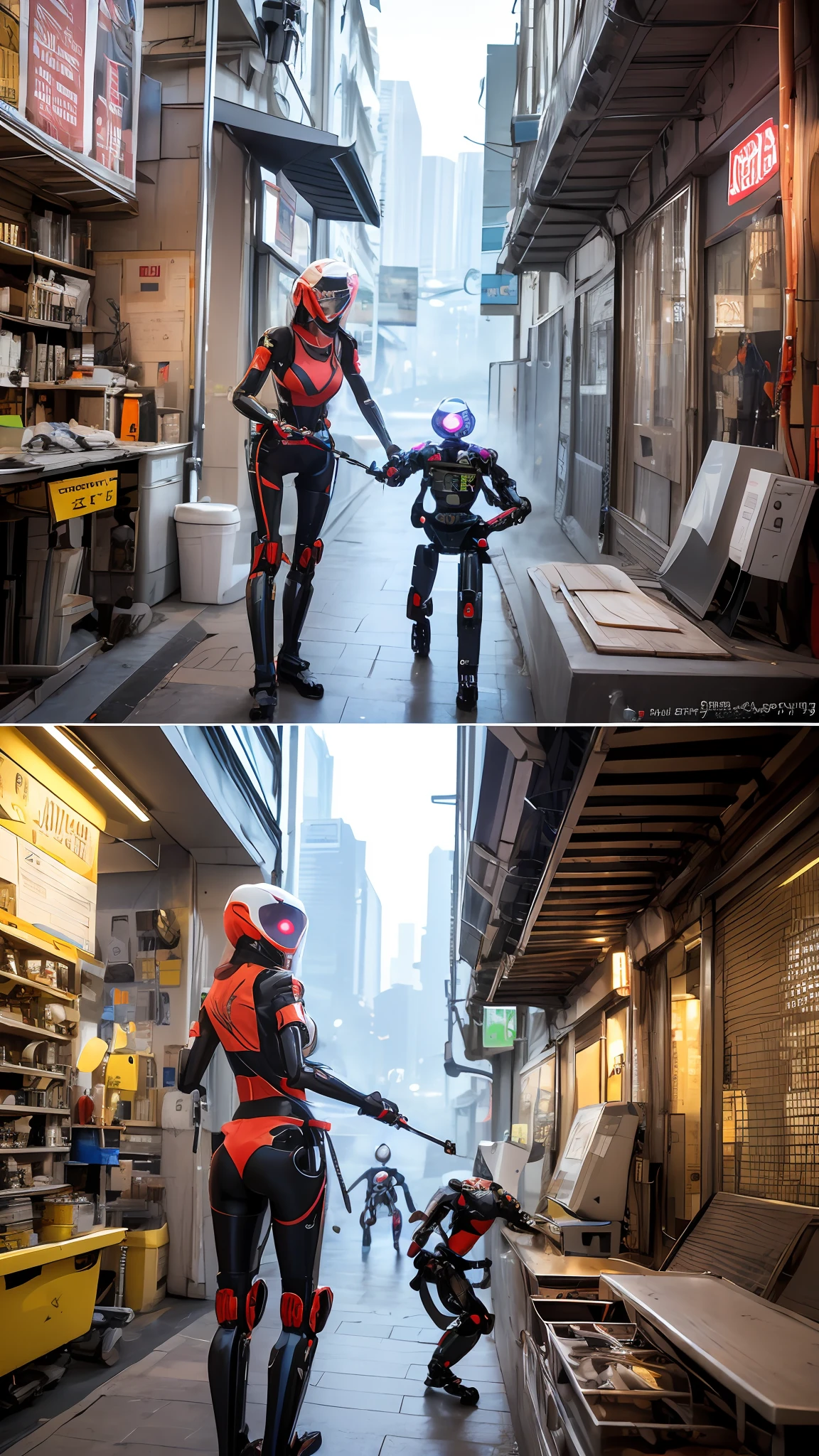 High quality, masterpiece, ultra-high resolution, (realistic: 1.4), female robots and mechanical devices are common elements in the high-tech world of cyberpunk. Here is a writing tip on this topic:
1. Background setting:
Build a cyberpunk world with highly developed technology in the future. Describe a cityscape full of high-rise buildings, busy streets, and cool tech devices. In this world, female robots and mechanical devices are ubiquitous in all fields, from labor to recreational presence.
2. Appearance and function of female robots:
Describe the physical features of a female robot, which can be a crystal clear metal shell or a synthetic material that mimics the skin color of a human body. Emphasize their high-tech characteristics, such as their ability to think, learn and express their emotions on their own.
3. Application of mechanical devices:
Depict various application scenarios of mechanical devices. They can be personal care assistants with massage, bathing and beauty functions; It can also be a domestic helper, taking on the role of housework or caring for the elderly and children; It can even be a weapon of war, with high mobility and powerful firepower.
4. Human-machine relationship:
Depicting the relationship between female robots and humans. Describe how people communicate, collaborate, or dispute with them. Some see them as partners and friends, while others see them as tools or slaves.
5. Ethical and moral dilemmas:
Explores the ethical and moral issues raised by female robots and mechanical devices. For example, can people truly accept their existence as emotional experiencers? Should they have autonomy and rights?
6. Turning Events:
To introduce a turning point, for example, the discovery that female robots are no longer limited to human instructions and begin to exhibit autonomous consciousness and even rebellion. This event will spark a debate and conflict about robot rights and the coexistence of humans and machines.
With these tips, yo