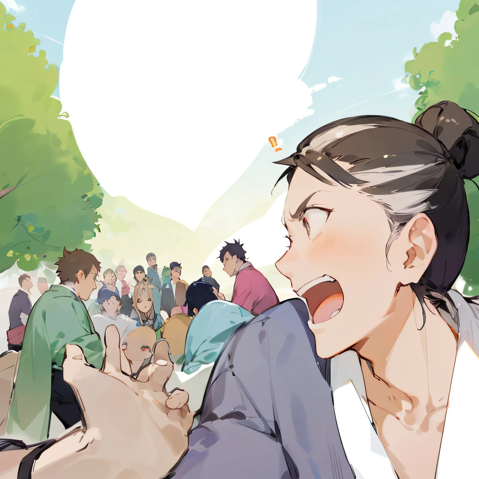 Anime scene of a woman with a surprised expression on her face, award-winning manga style, by Shinge sense from Baiōken Eshuun, shuushuu anime image, high-quality fan art, illustrations! , manga, Natsume Yugami Mamoru, inspired by Takeji Fujishima, by Stone Tao