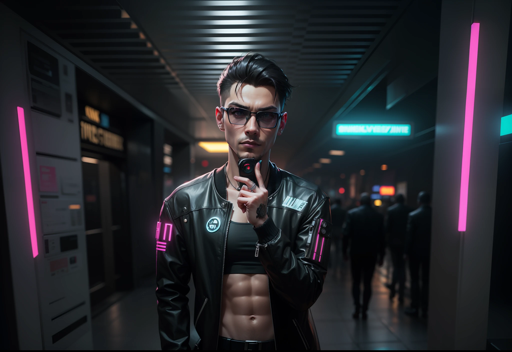a man in a black jacket and glasses stands in front of a futuristic city, vr game, cyberpunk vibe, cyberpunk vibes, deeper into the metaverse we go, has cyberpunk style, cyberpunk theme, in cyber punk 2077, cyberpunk futuristic, cyberpunk future, synthwave, wearing cyberpunk streetwear, futuristic cyberpunk, cyberpunk tech, retro cyberpunk, synthwave style
PARENT
INFO
Size
2048X1360