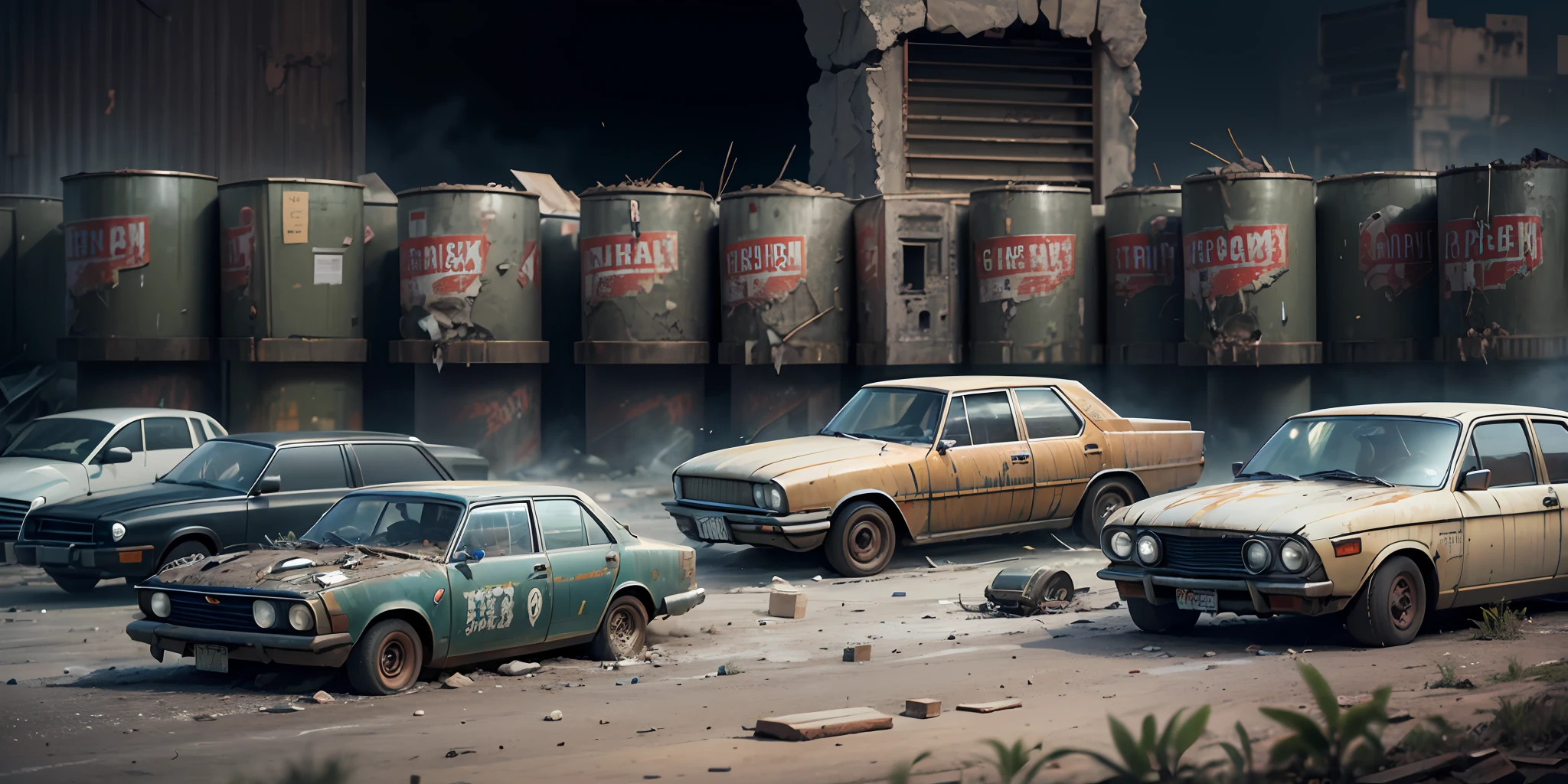 a Zombie Apocalypse scenario with abandoned cars, destruction, robots, and technology:
- Streets littered with abandoned cars and covered in dust, like a post-apocalyptic automotive graveyard.
- Broken windows and shattered glass reflecting the surrounding destruction.
- Rusty and weather-eroded vehicles, silent witnesses to the fall of civilization.
- Crumpled and twisted bodies, indicating the violence of past clashes.
- Withered and torn tires, rendered useless by lack of maintenance.
- Robots disabled, destroyed or abandoned, witnesses of the fight against the hordes of zombies.
- Robotic components scattered on the floor, evidencing the presence of the advanced technology that once existed.
- Remains of drones and autonomous vehicles, once used for surveillance and transportation, now inert and purposeless.
- The presence of abandoned combat robots, with damaged limbs and dead weapons, recalling humanity's efforts to confront the zombie threat.
- Scattered solar panels and power cells, remnants of sustainable energy sources that are no longer maintained.
- Worn markings and inscriptions on vehicles, indicating the passage of survivors or rival groups.
- Wrecked cars piled on top of each other, forming makeshift barricades for protection from zombies.
- Pedestals and empty bases where once there were safety robots, now absent and useless.
- Fragments of electronic circuits and disconnected cables, showing the dismantling of technology.
- Ruins of filling stations and charging stations for electric vehicles, lifeless and covered in moss.
These details can help create an atmosphere of desolation and despair in a Zombie Apocalypse setting, with abandoned cars, destruction, robots, and traces of technology. Use them to bring your scenery to life and stimulate the imagination. --auto --s2