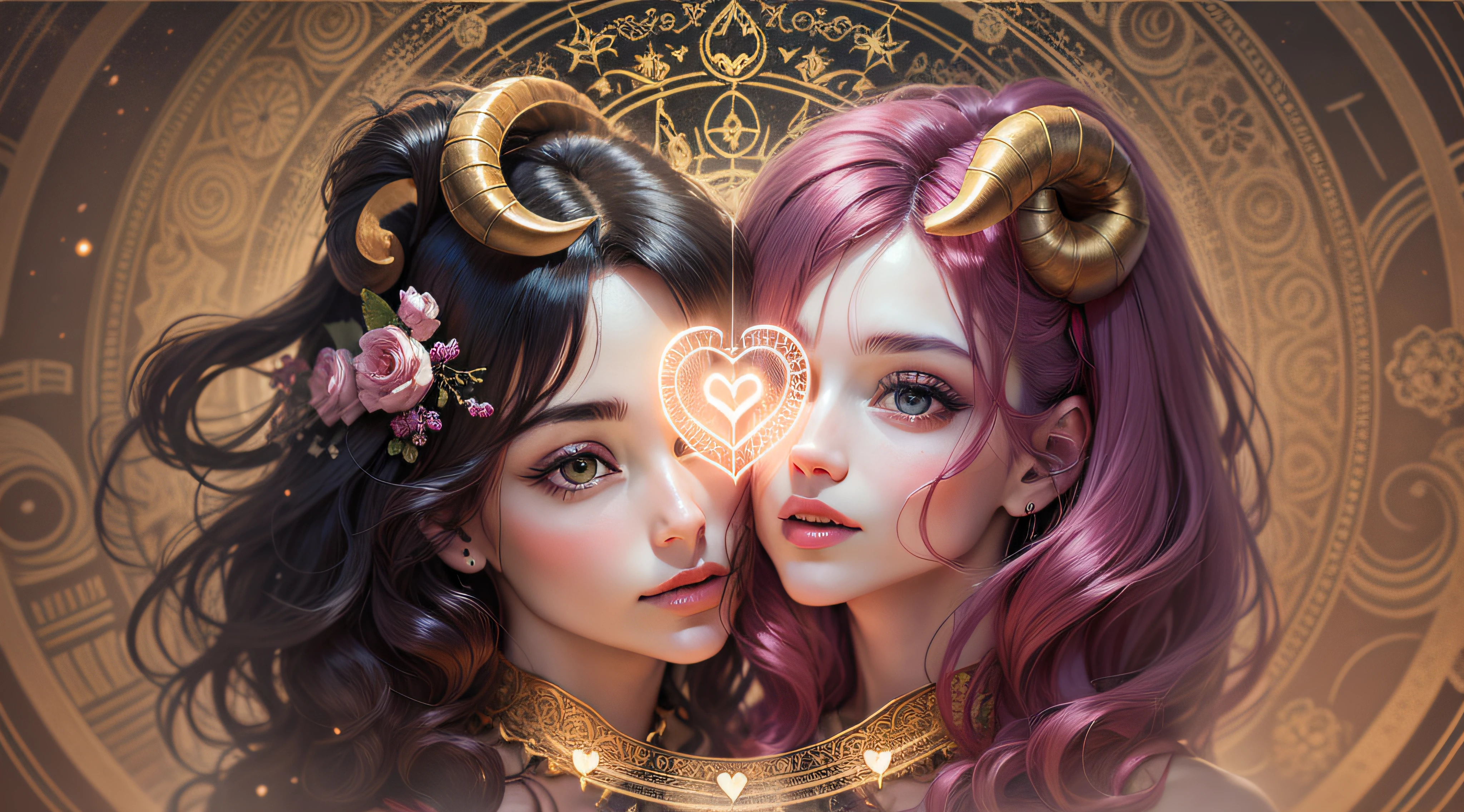 Aries and Taurus, heart, circle, romance, beauty, love