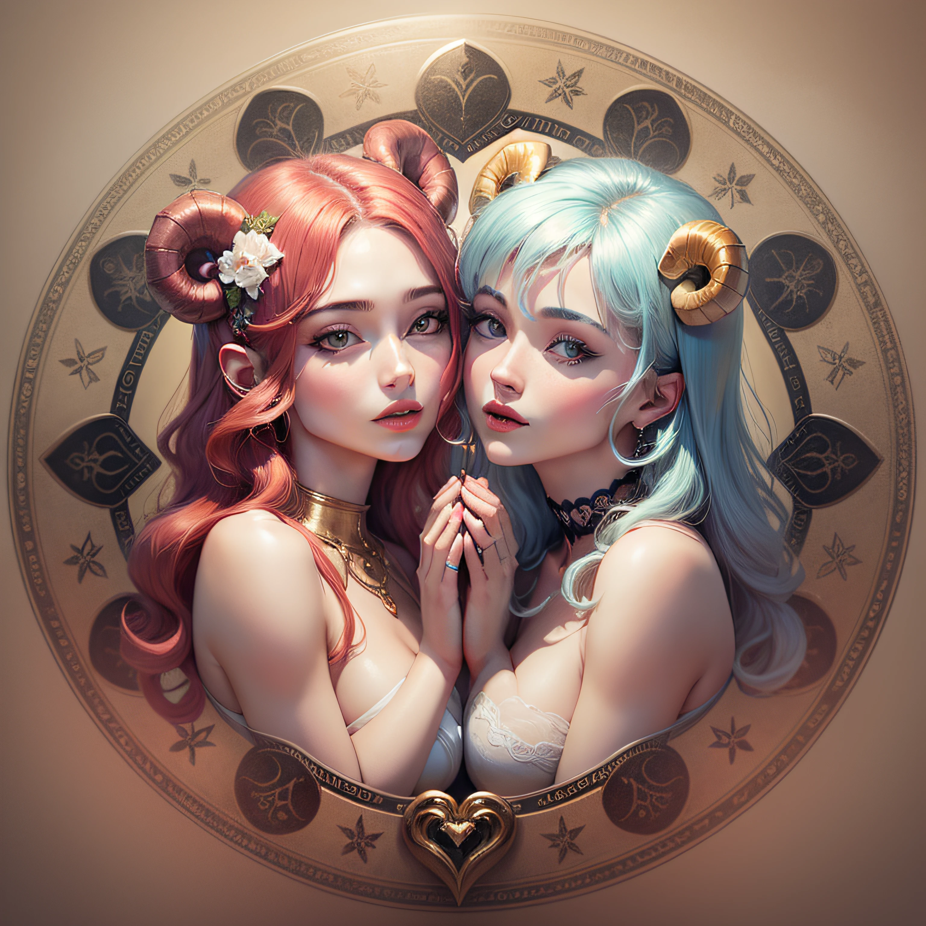 Aries and Taurus, heart, circle, romance, beauty, love