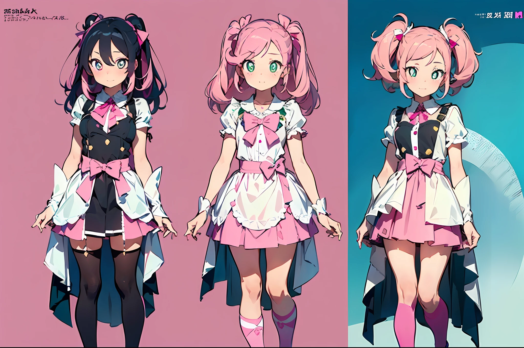 (Character Sheet: 1.5), (Concept Art: 1.5) (Masterpiece))) (One Girl) (Pink Hair, Long Hair, Straight Hair)))) (Green Eyes with Both Sides Up), Eyeshadow, Eyeliner, (((Shining Pink Pupils))
18 year old girl,Pretty Cure Style,Pretty Cure Cosplay,Pretty Cure,Pink clothes