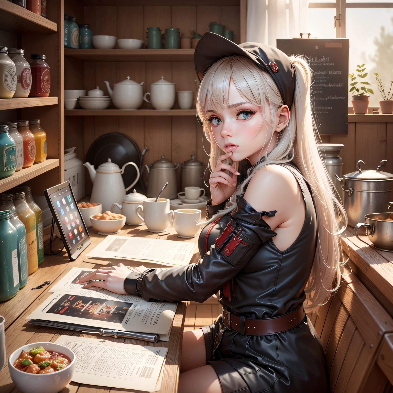 Against the background of a bright whiteboard, a cute and mysterious character appears, he/she has a funny personality and a brave heart, exudes confidence and gentle charm, is good at magic and fighting, and a whole person appears in the picture --auto