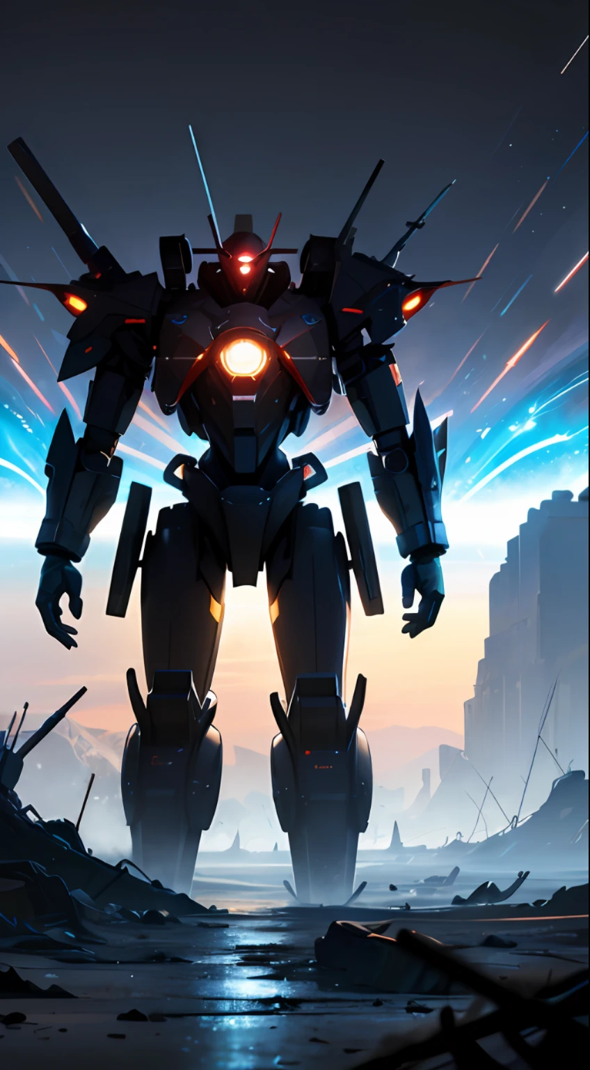 mechanistic, violent mech, phobia of insufficient firepower, surrealism, concept art, anime, surrealism, anime style, cinematic lighting, depth of field, sony fe gm, moving graph, uhd, masterpiece, super detail, high quality, best quality, 8k, ccurate