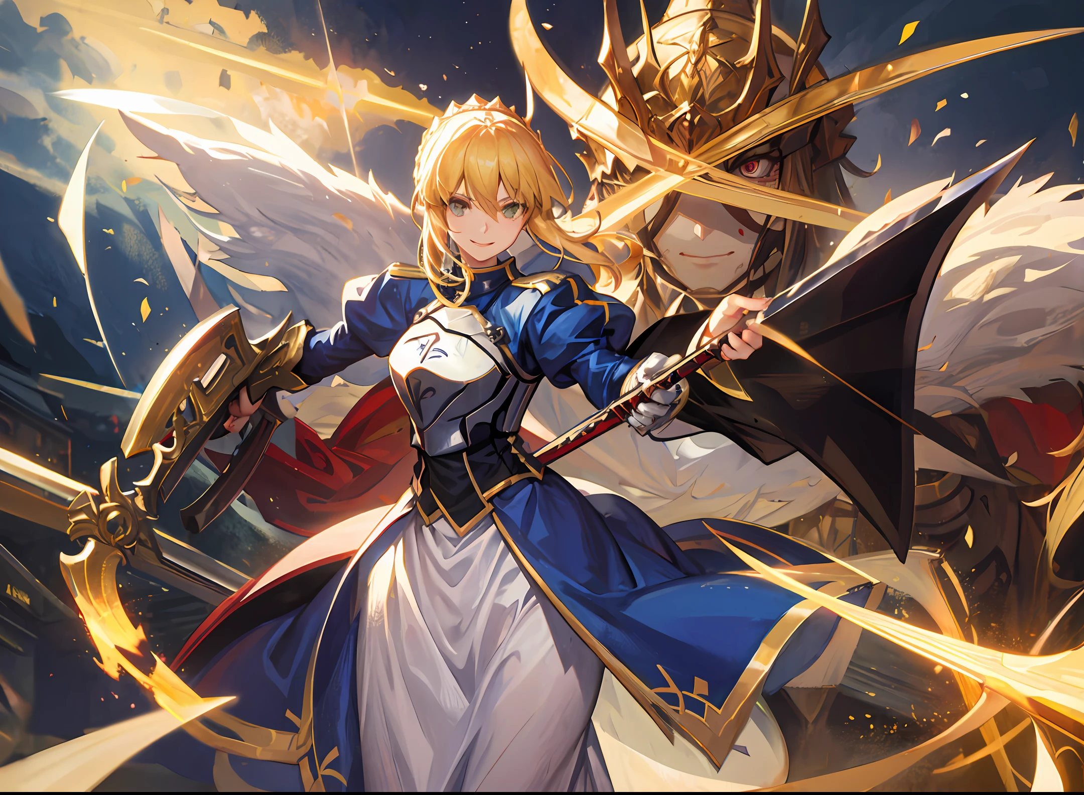 Artoria Pendragon, Sword of Covenant Victory, Golden Light, Armor, Long Night of Destiny, Smiling Sunshine, anime