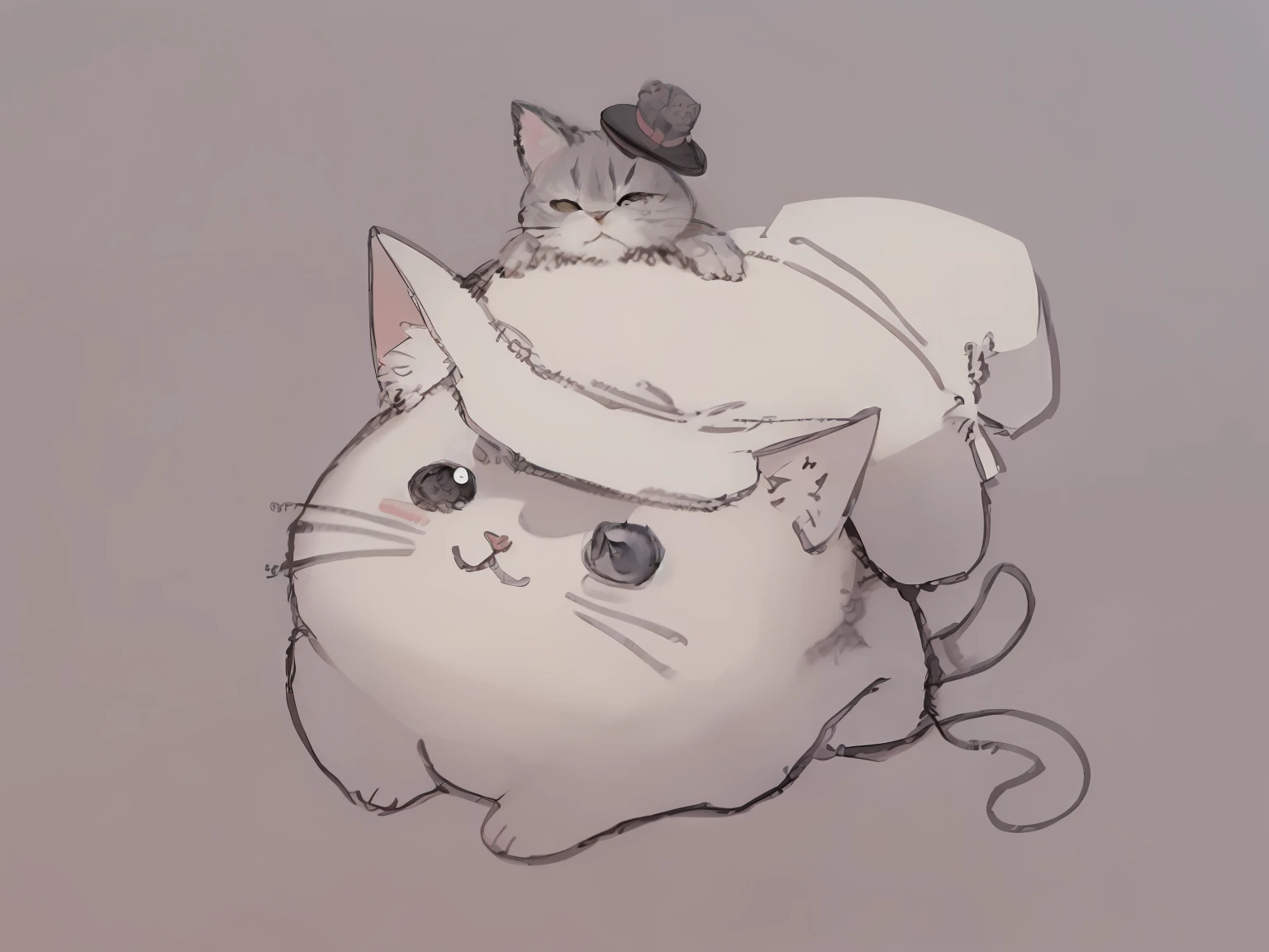 drawing of a cat with a hat on its head, fat chibi grey cat, smol fluffy cat wearing smol hat, sora as a cat, anime cat, it's wearing a cute little hat, a drawing, a cute cat, badly drawn, doodle, poorly drawn, cooky, he is wearing a hat, kawaii cat, anthropomorphic cat, an anthro cat