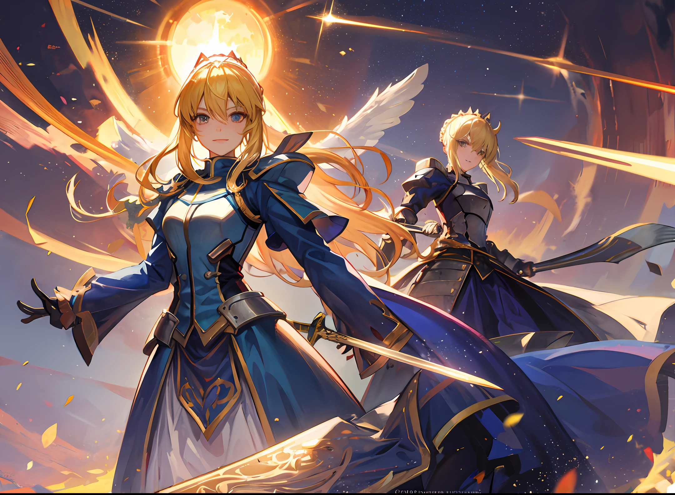 Artoria Pendragon, Sword of Covenant Victory, Golden Light, Armor, Long Night of Destiny, Smiling Sunshine, anime
