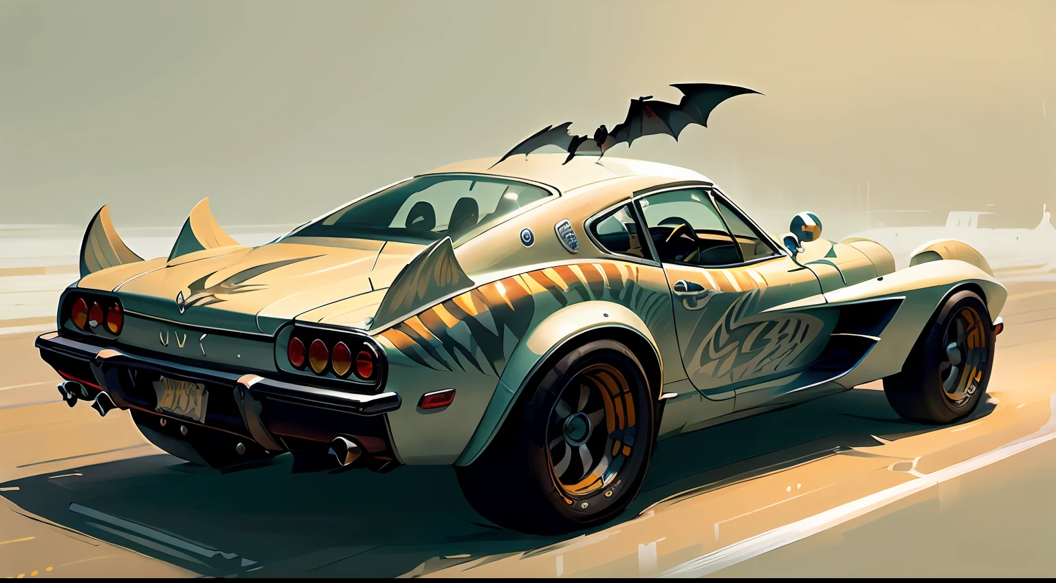 A car with an animal-inspired design, such as a model with bat wings that open when the vehicle is speeding --auto
